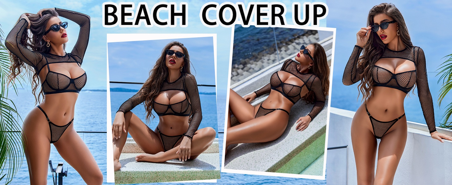 Fishnet lingerie cover up