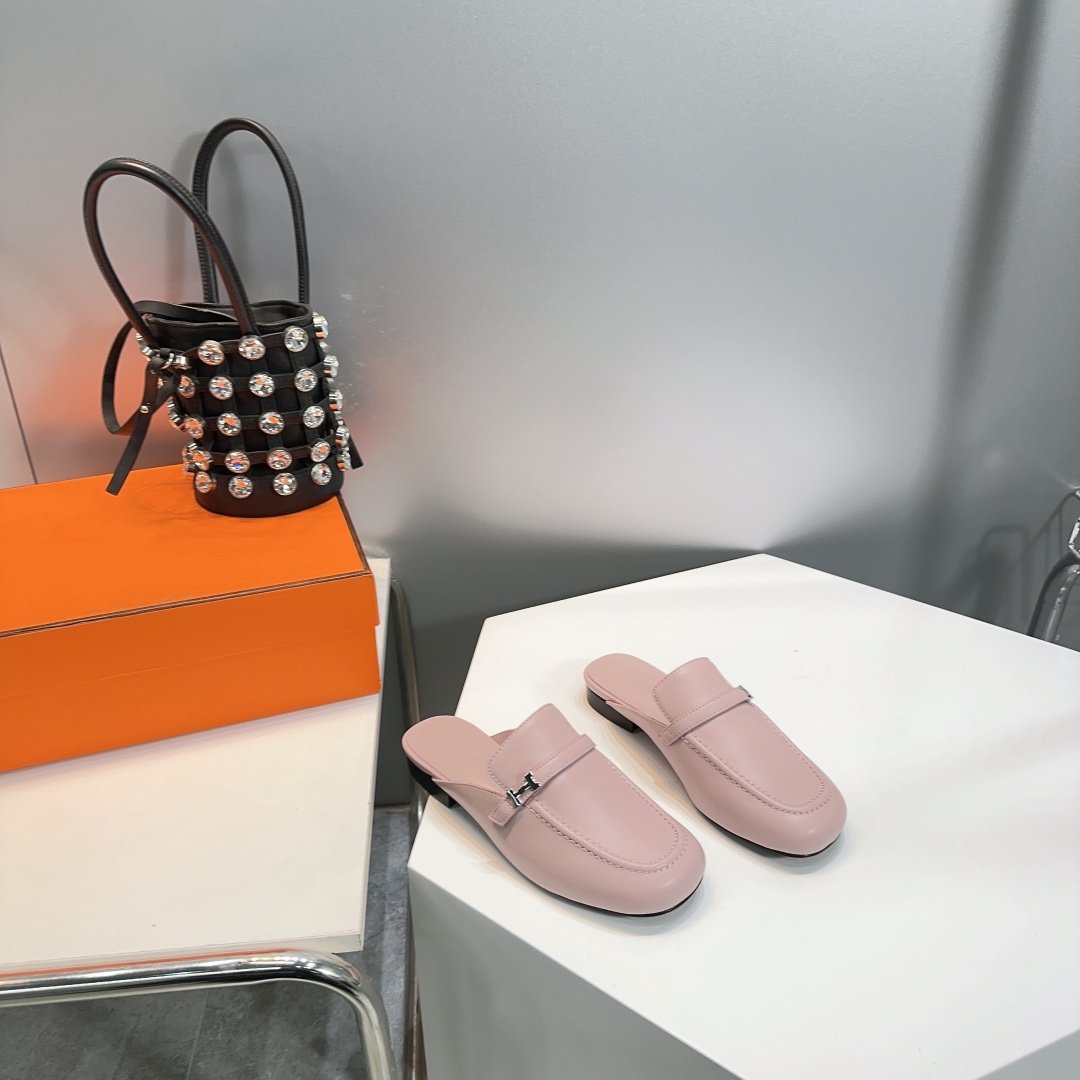 Lena Mule Pastel Pink Leather、mysite、Cacoeks