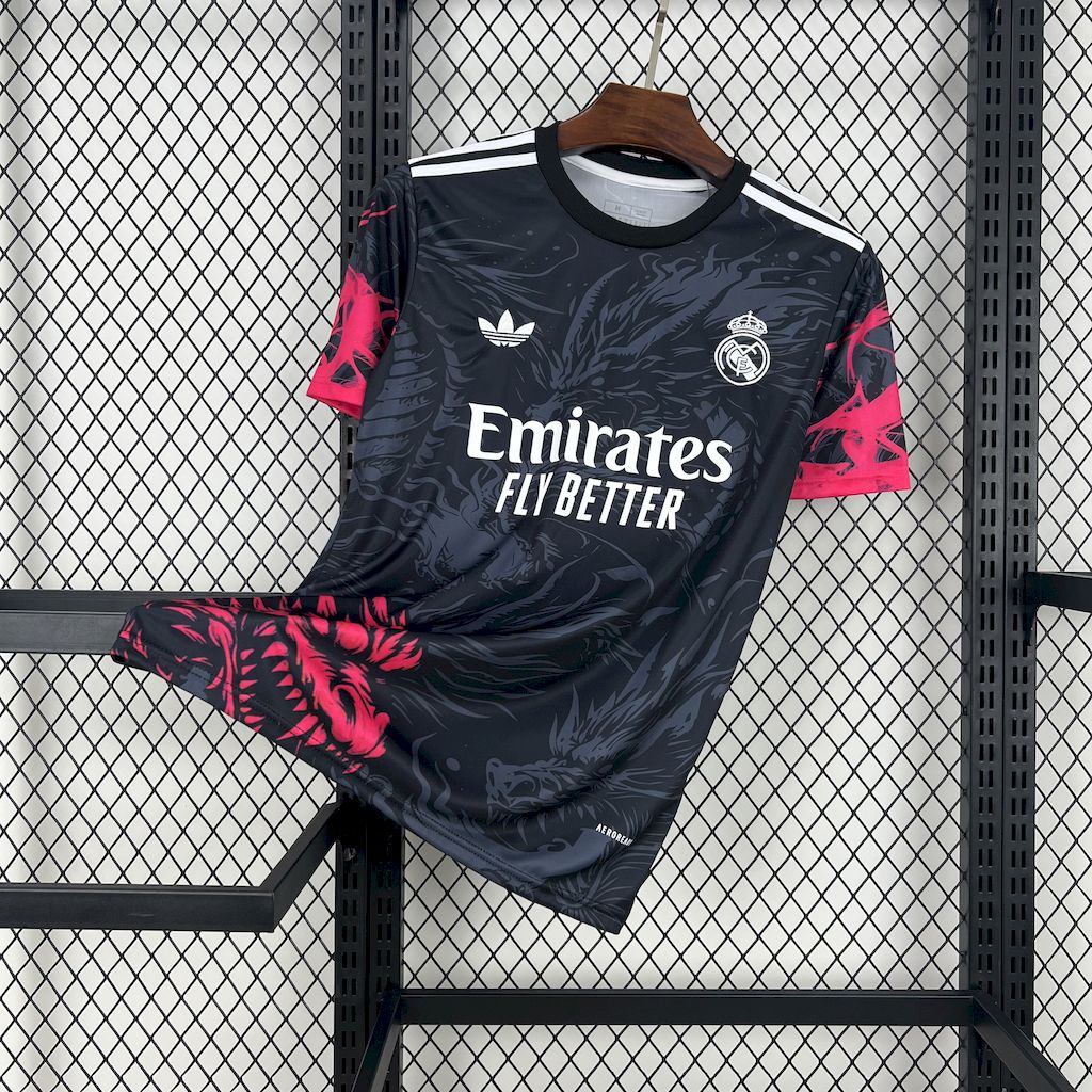 JerseysGala.com | Real Madrid 24-25 Dragons Pattern Black Special Edition Jersey -Customize Name, Number and Patch | Worldwide Shipping