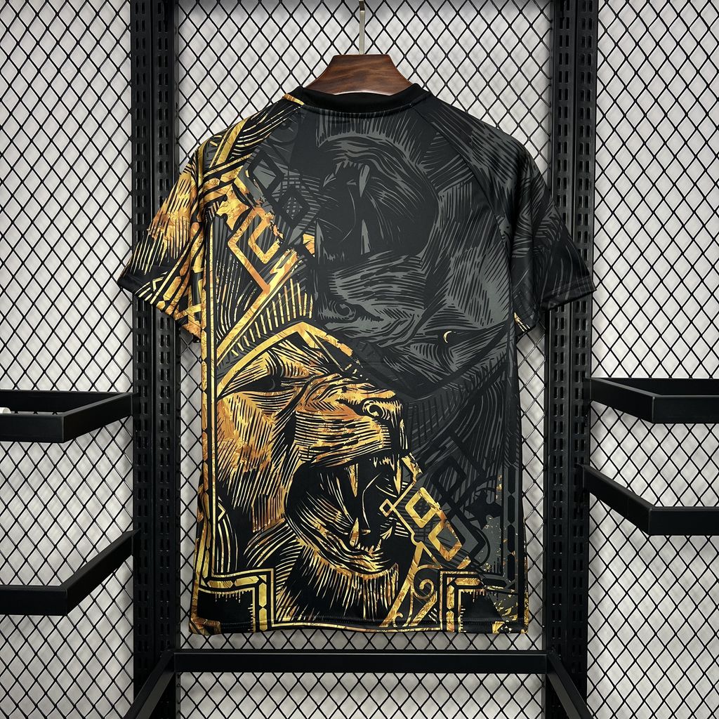 Higojerseys-Real Madrid 24-25 Black and Gloden Lion Jersey - Fans Version