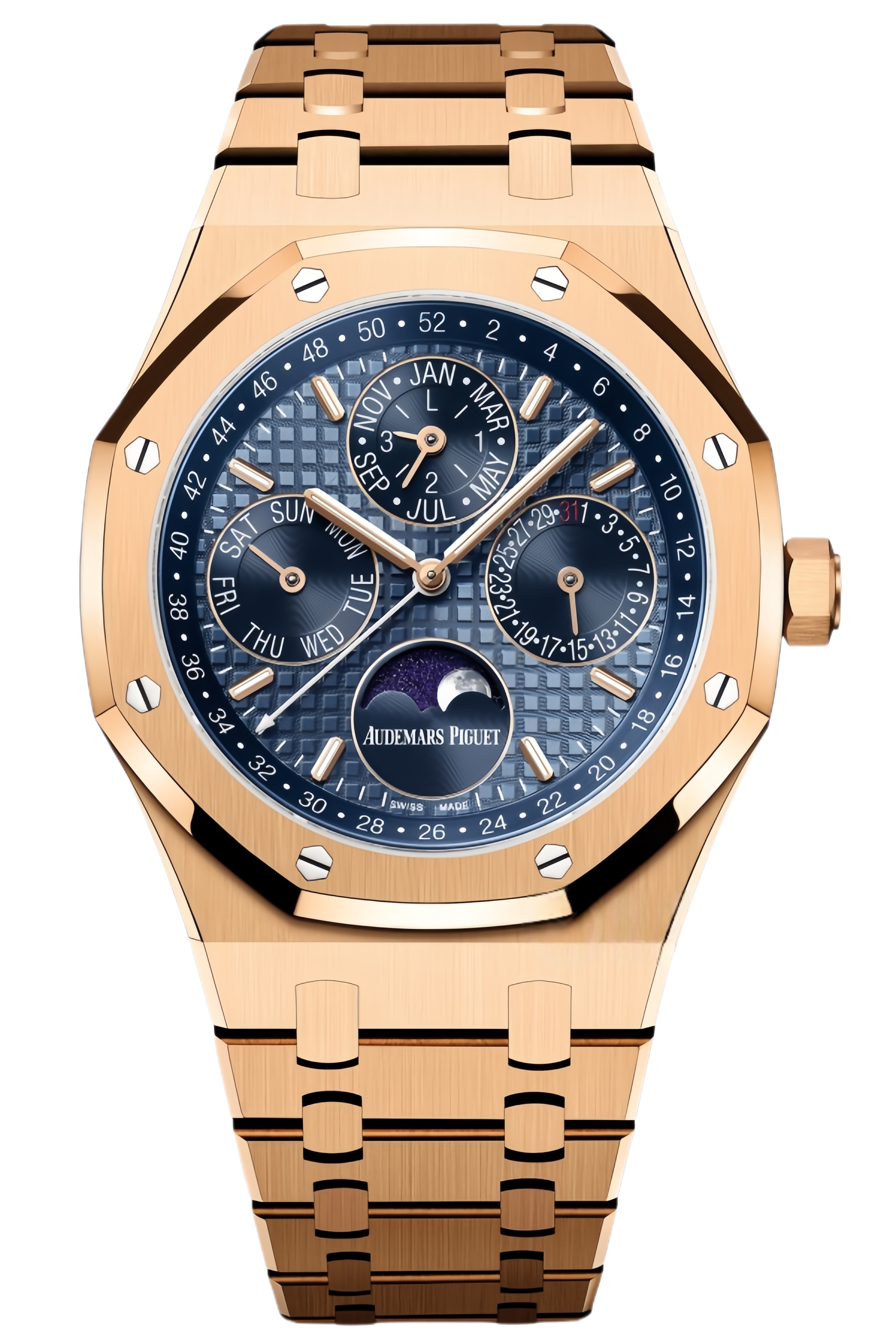 Audemars Piguet Royal Oak Offshore Chronograph Ref. 26574OR.OO.1220OR.03 Super Clone Watch – 44mm Rose Gold Case Blue Dial Swiss Replica