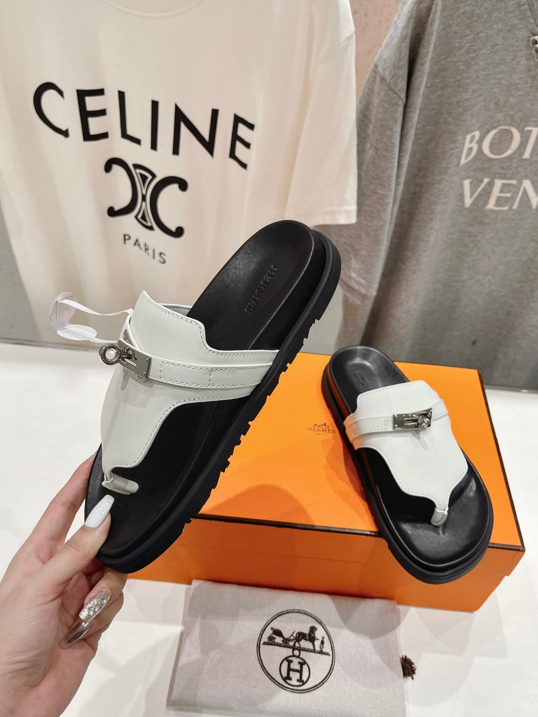 EMPIRE SANDAL BLACK MIX WHITE CALFSKIN、mysite、Cacoeks