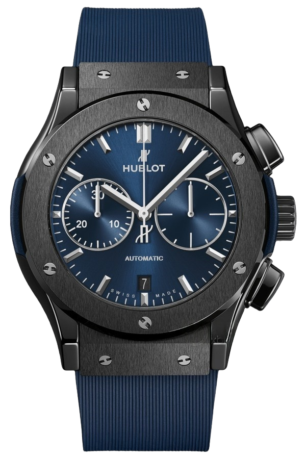 Hublot Classic Fusion Ref. 521.CM.7170.RX Super Clone Watch – Titanium Ceramic Blue Dial Rubber Strap Fake Replica