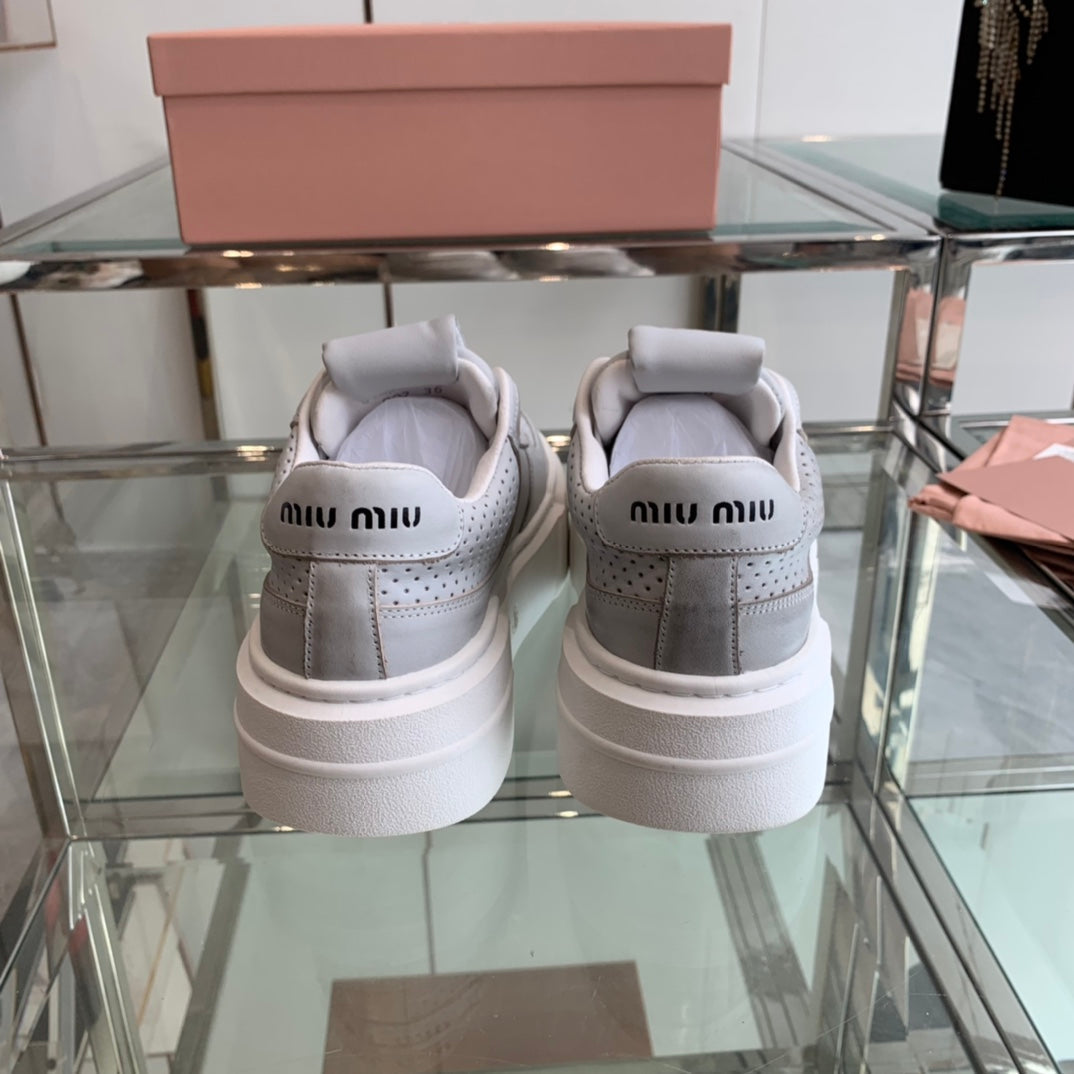 Sneakers Thick-soled Light Gray Cowhide、mysite、Cacoeks