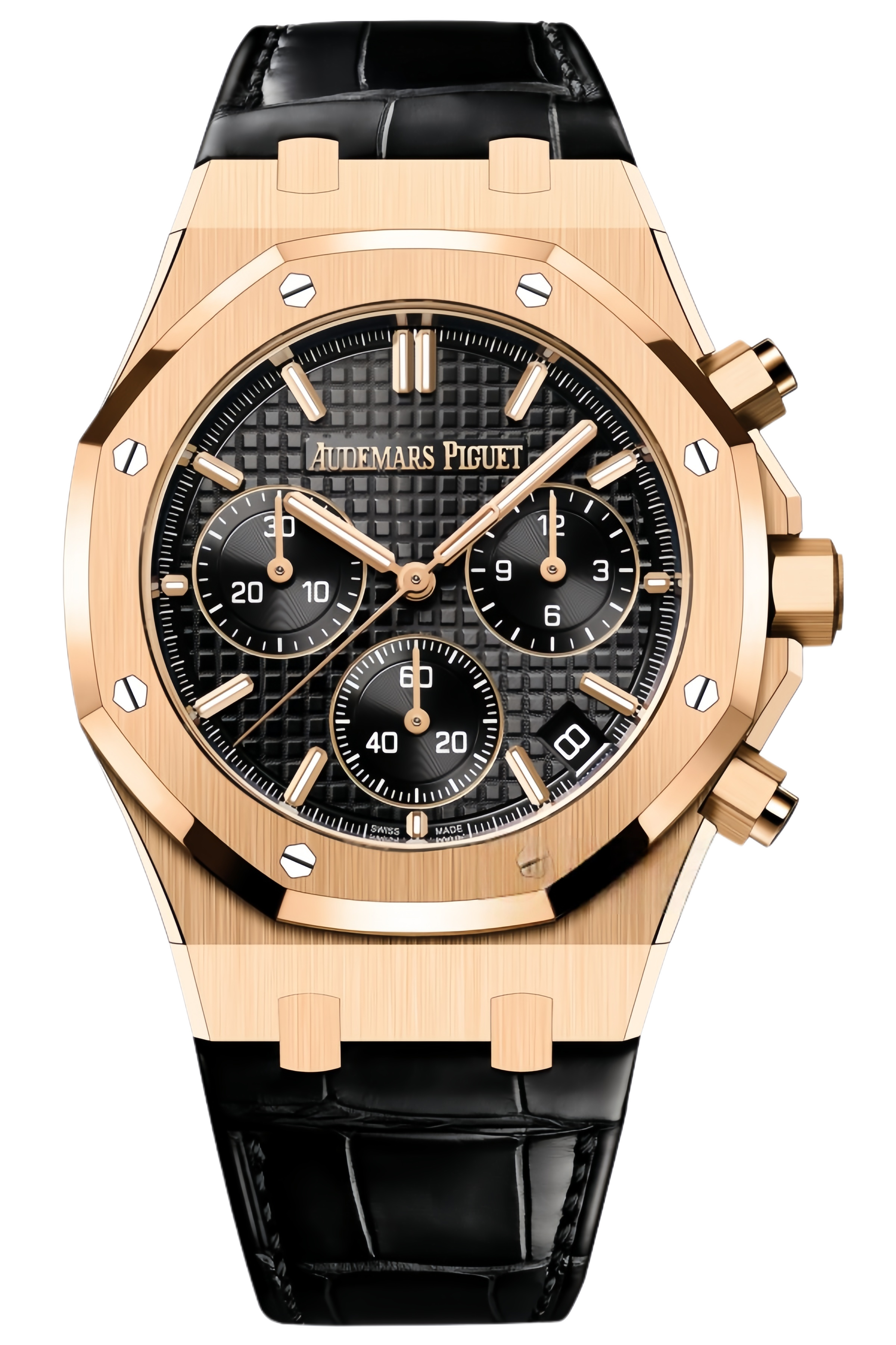 Audemars Piguet Royal Oak Chronograph Ref. 26240OR.OO.D002CR.02 Super Clone Watch – Rose Gold Black Dial Swiss Replica
