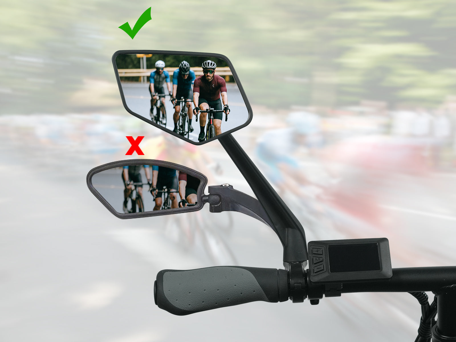 HD Extra Large Wide-view 360° Adjustable EBike Mirrors、mySite、bearsvspackers