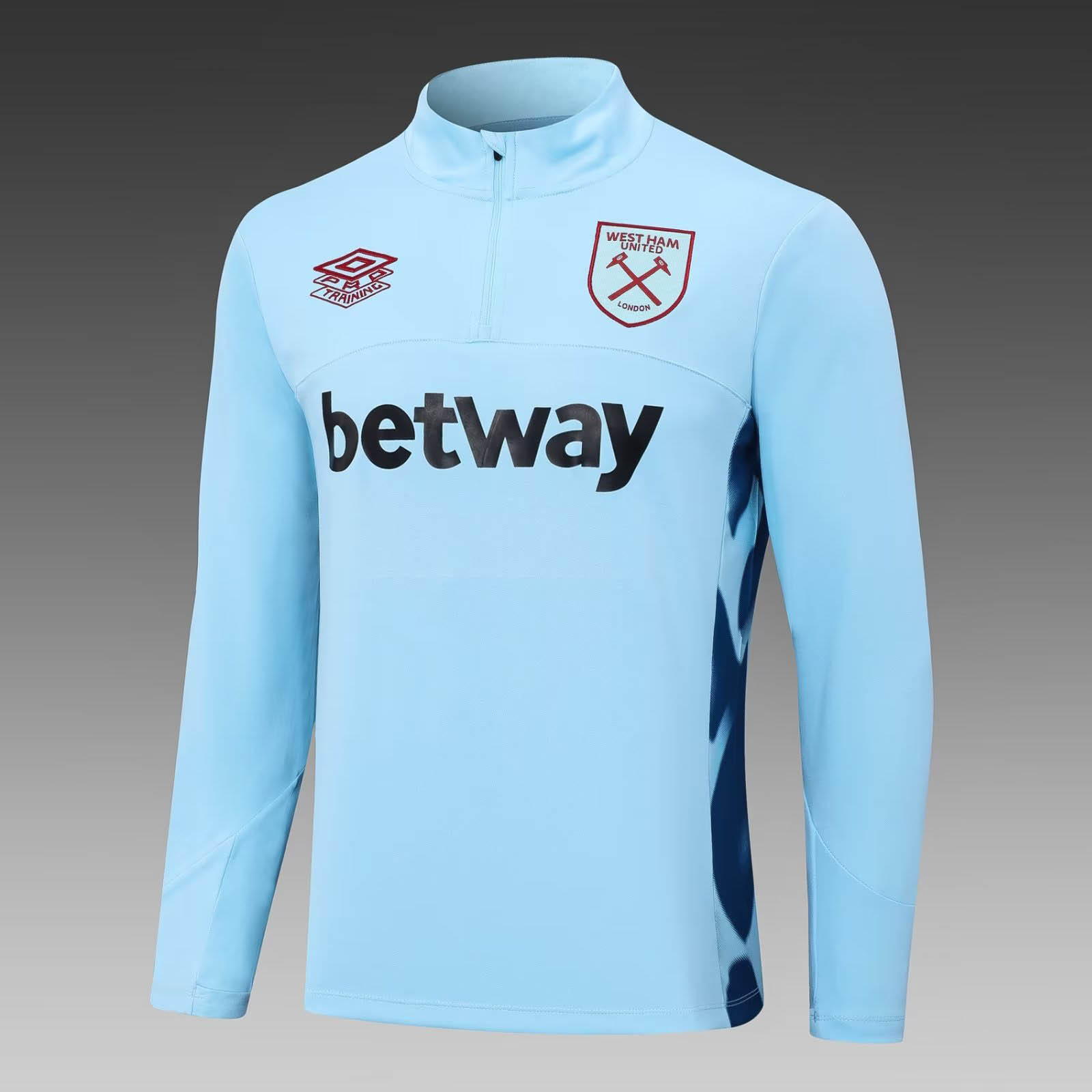 2023/2024 West Ham United Half-Pull Training Suit Light Blue Football Shirt 1:1 Thai Quality Set:football jersey mysite: unitedjerseyfootball 邓江浪:football