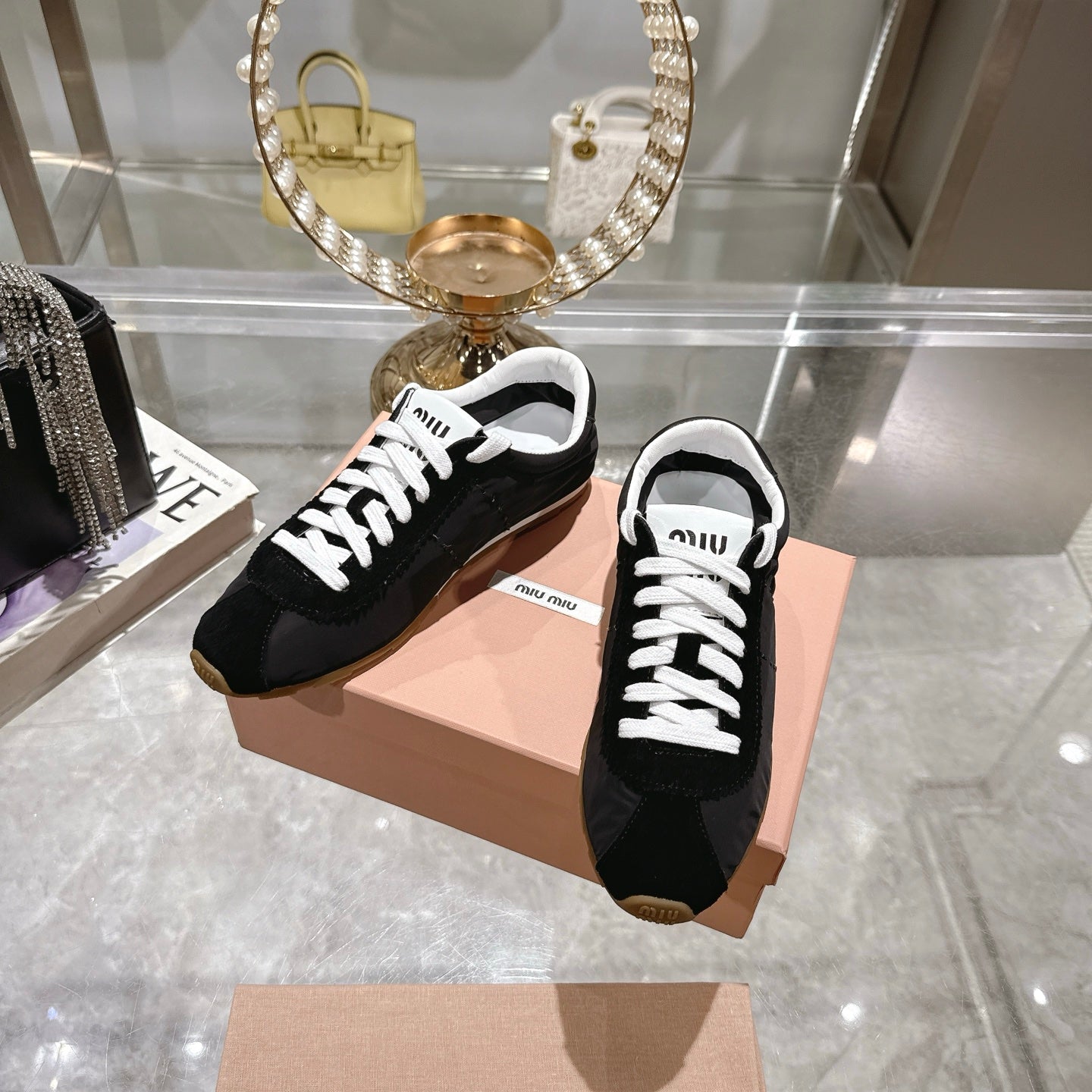 PLUME NAPPA SNEAKERS IN BLACK SUEDE AND CANVAS、mysite、Cacoeks