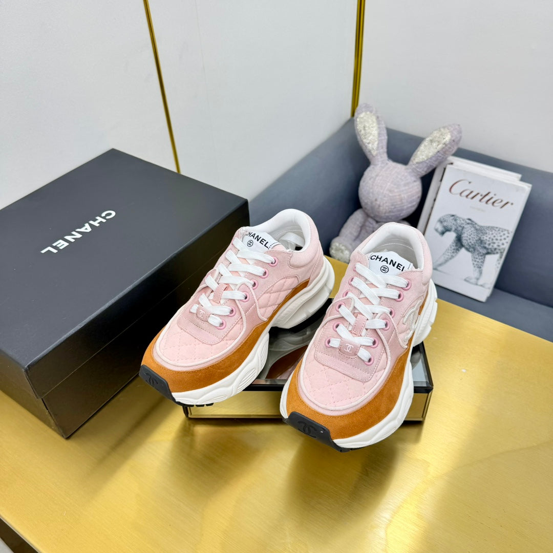 DAD SNEAKER IN LIGHT PINK LAMBSKIN AND GINGER ORANGE SUEDE、mysite、Cacoeks