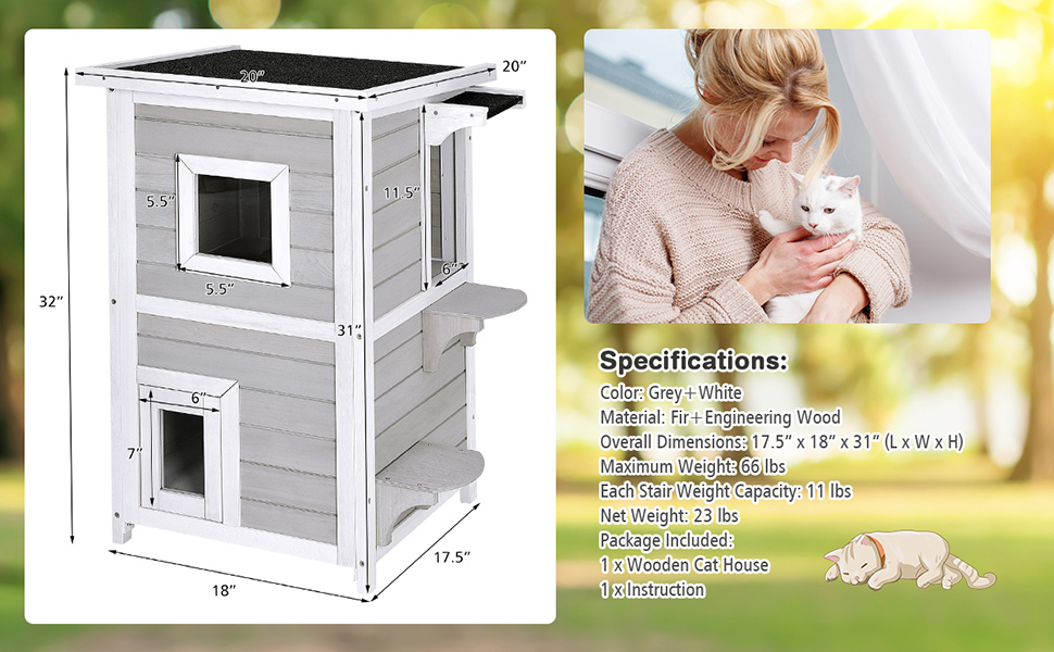 Outdoor Cat House Wooden