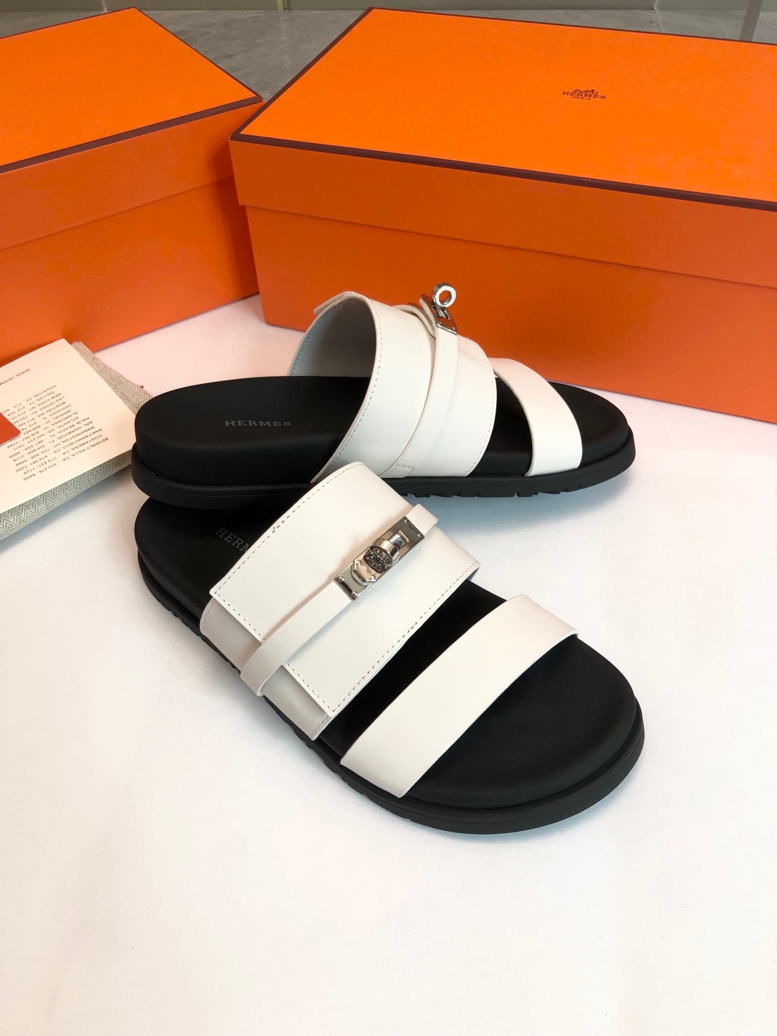 GABRIEL SANDAL MULE IN WHITE CALFSKIN、mysite、Cacoeks