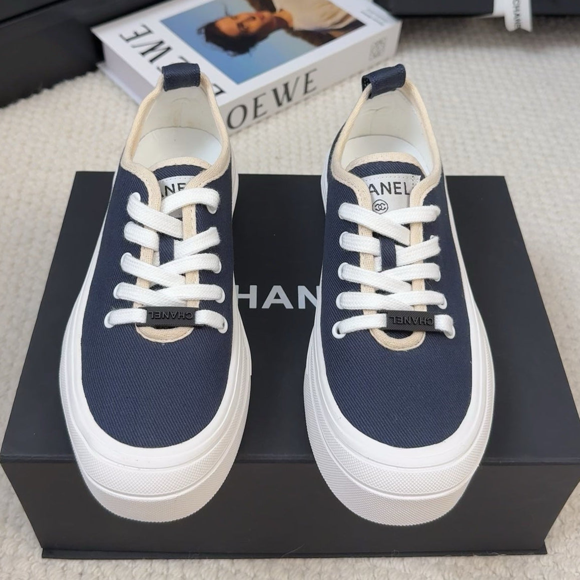 TRAINERS SHOES IN NAVY BLUE FABRIC、mysite、Cacoeks