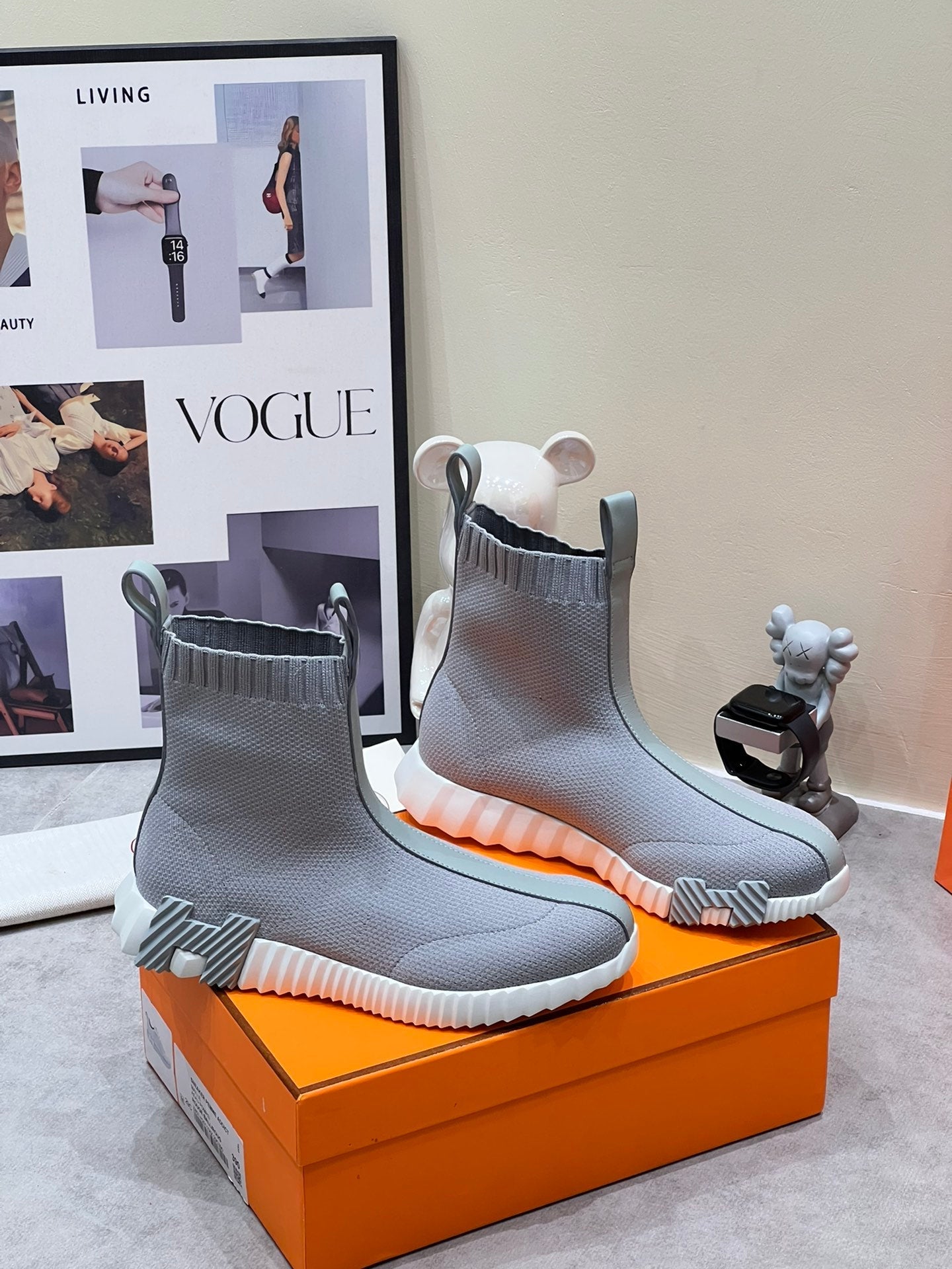 H FUN CLASSIC SNEAKER STYLISH LIGHT GRAY FABRIC、mysite、Cacoeks