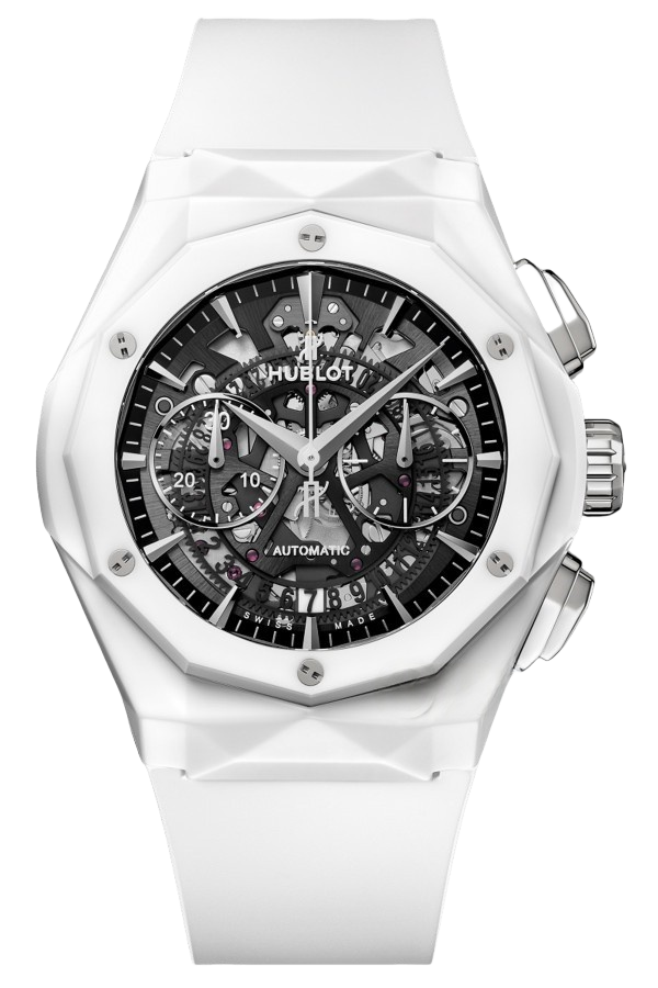 Hublot Classic Fusion Ref. 525.HI.0170.RW.ORL21 Super Clone Watch – King Gold Black Dial Orange Accents Rubber Strap Fake Replica