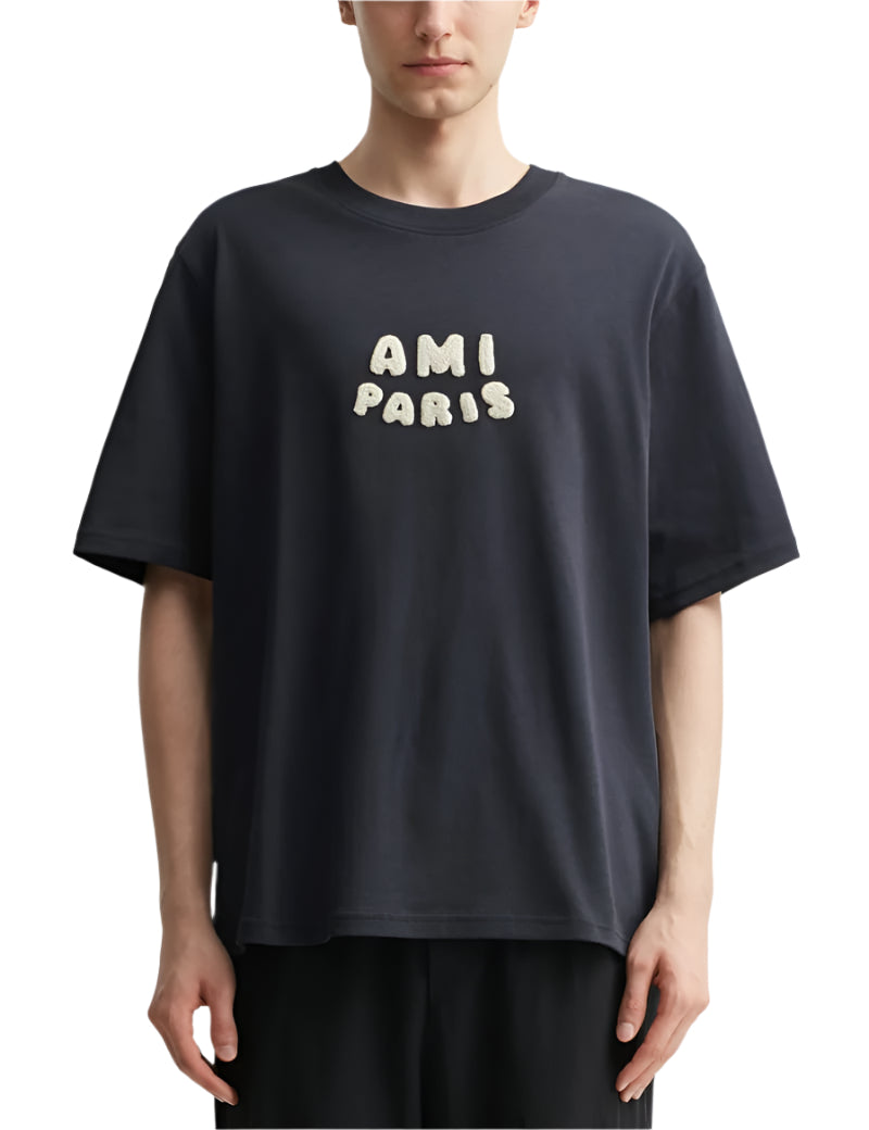 Ami Paris Knitted Patch Boxy Fit Tee ‘Navy'、mysite、Cacoeks