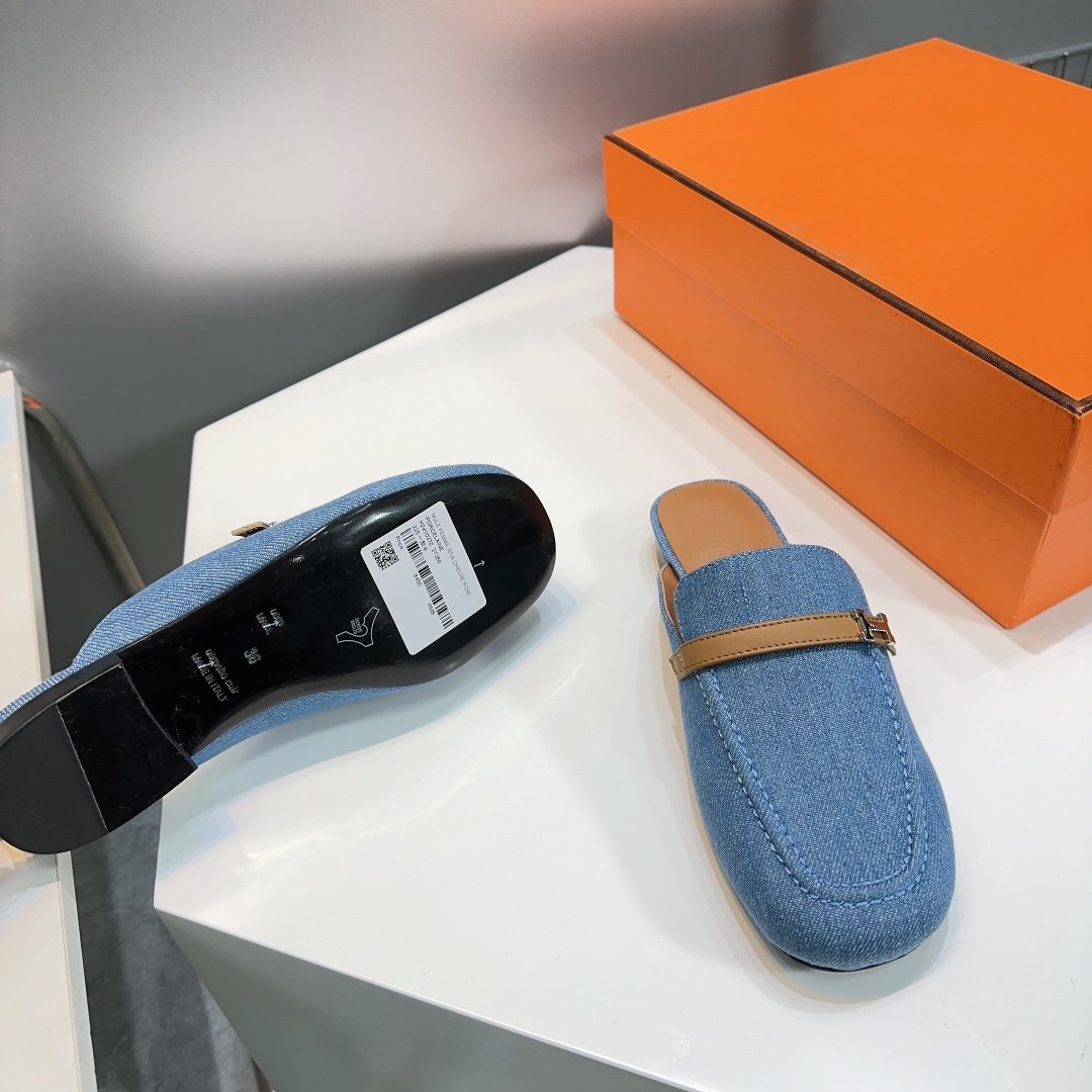 Lena Mule Blue Denim、mysite、Cacoeks