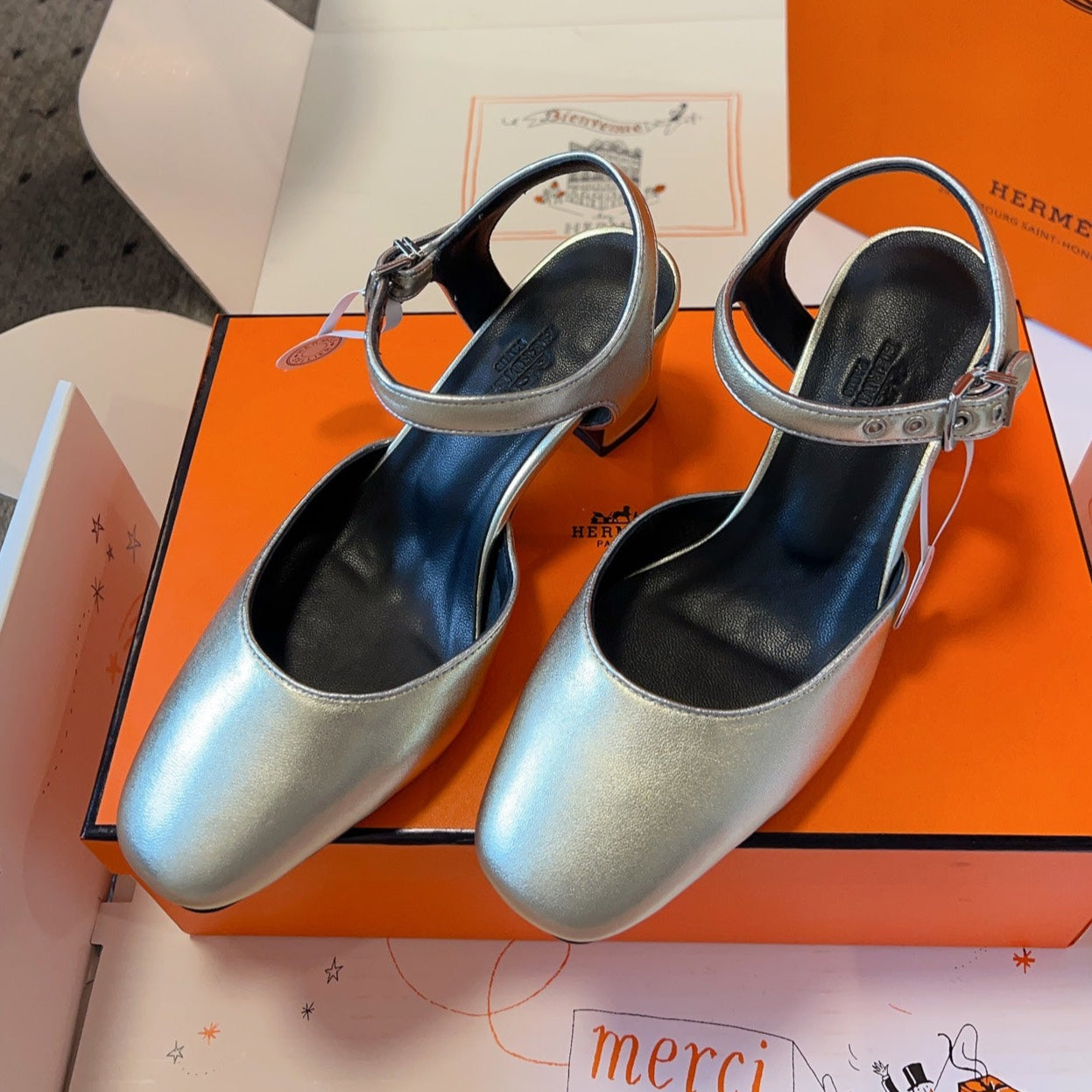 KLEO HIGH SLINGBACK IN SILVER CALFSKIN、mysite、Cacoeks