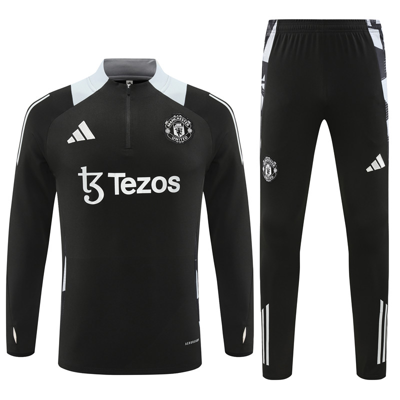 Higojerseys-Manchester United 24-25 Kids Long Sleeve Training Set - Black