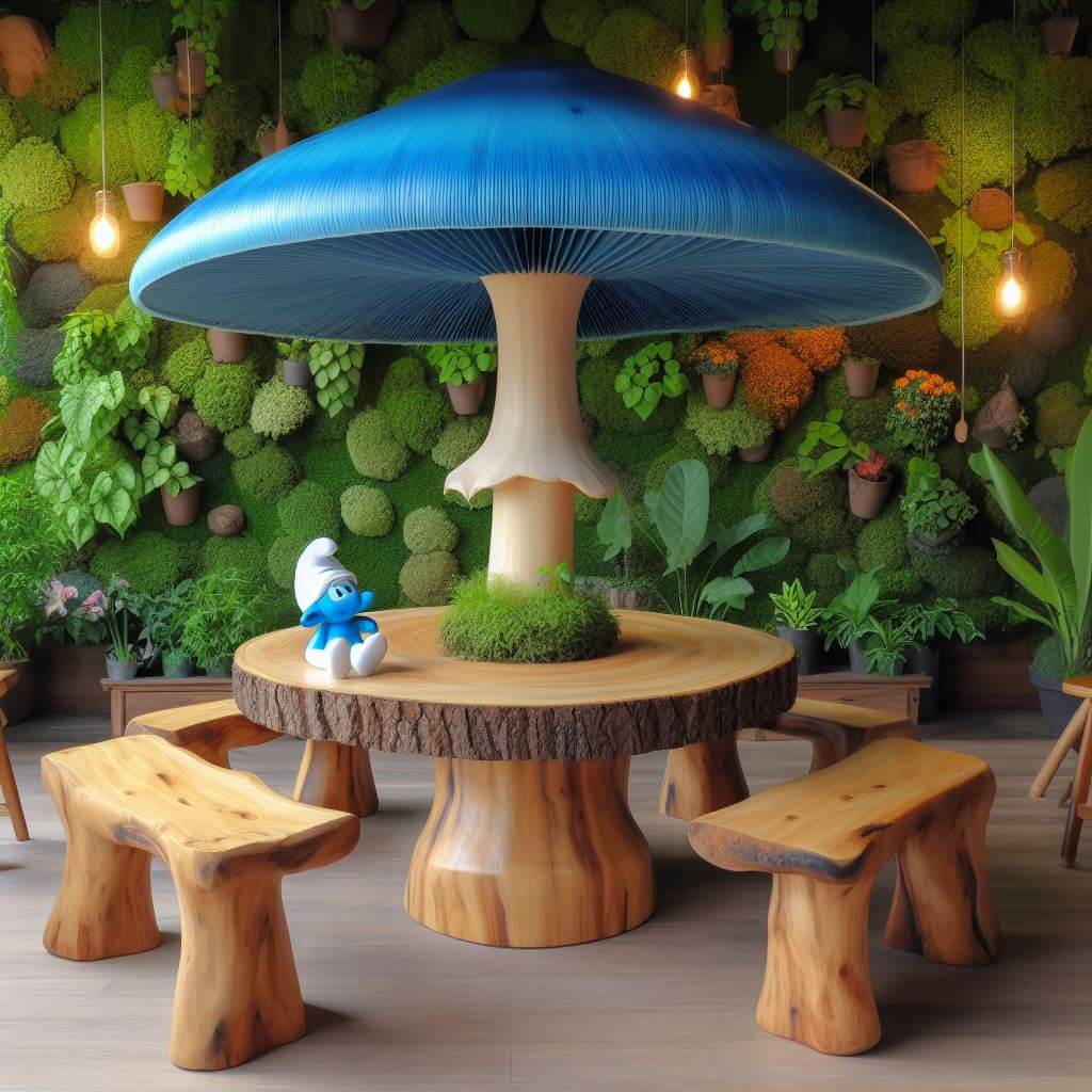 true with our handcrafted mushroom picnic tables