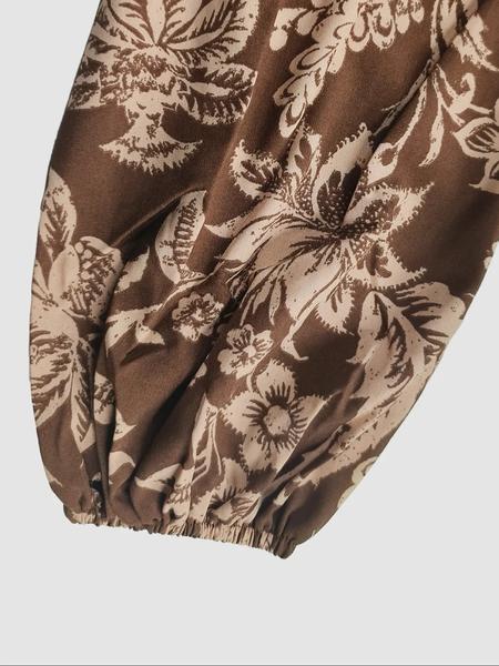 【Plus Size】 All Over Plant Print Ruffle Hem A Line Dress, Casual Bishop Sleeve V Neck Long Sleeve Dress for Fall & Winter, Women's Clothes for Daily Wear