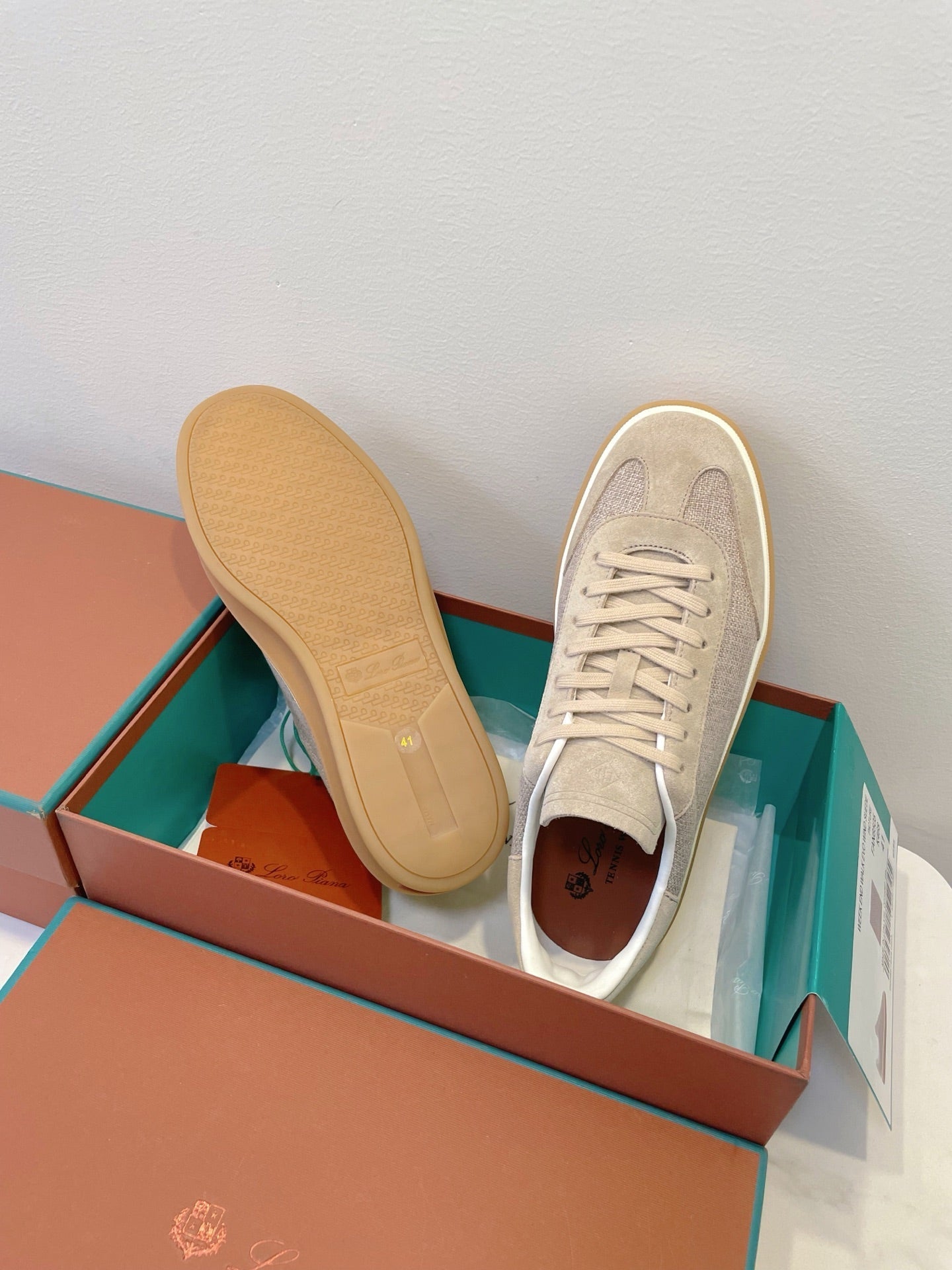 SNEAKERS IN LIGHT BEIGE SUEDE WITH CANVAS、mysite、Cacoeks