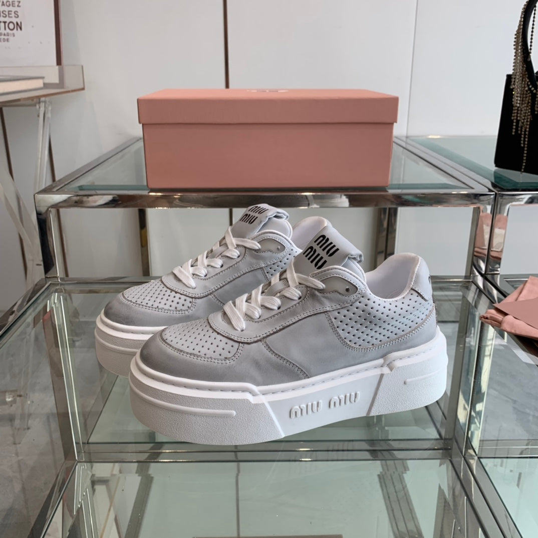 Sneakers Thick-soled Light Gray Cowhide、mysite、Cacoeks