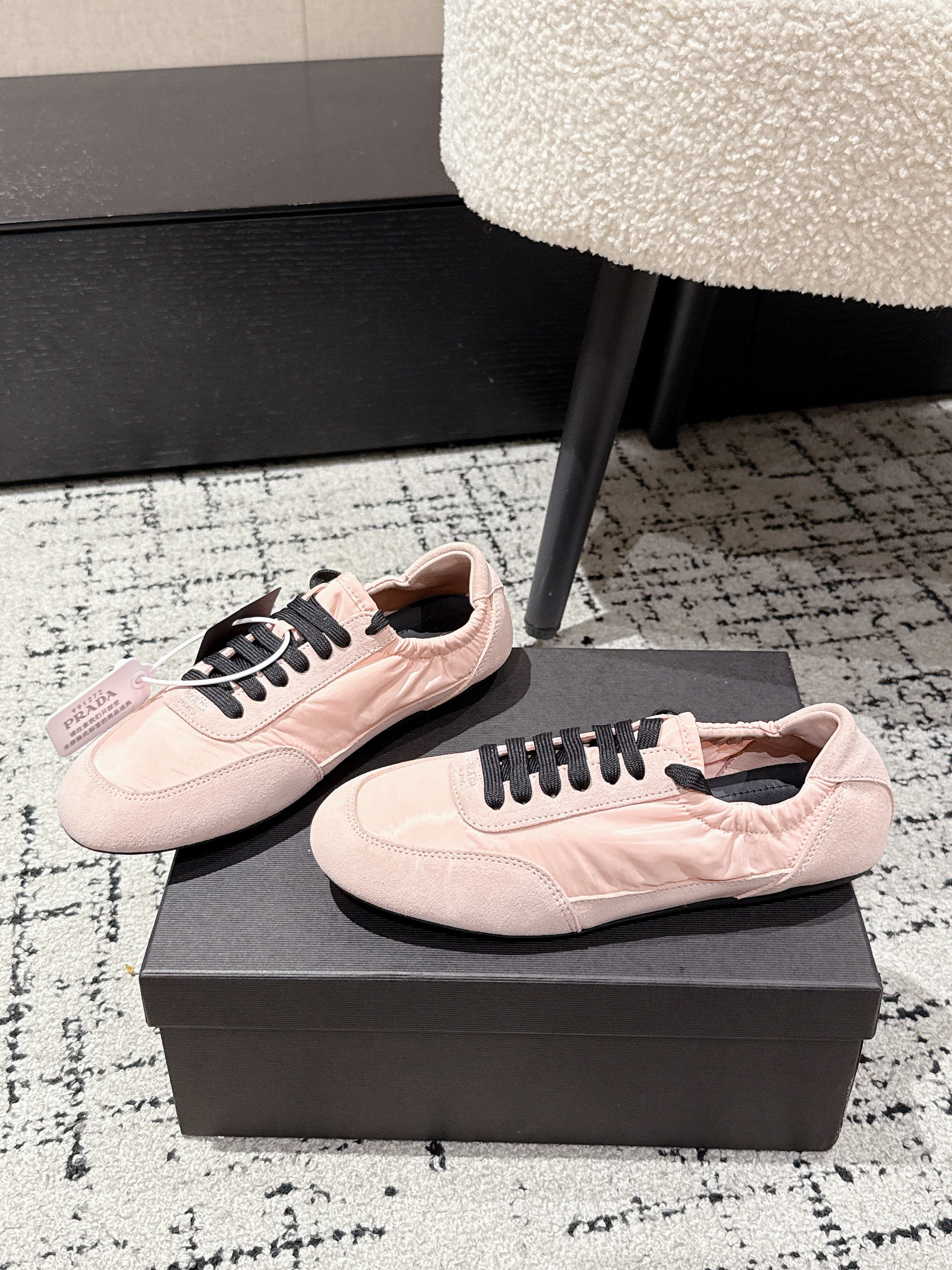 PRADA 25S COLLAPSE SNEAKERS IN LIGHT PINK RE NYLON AND SUEDE、mysite、Cacoeks