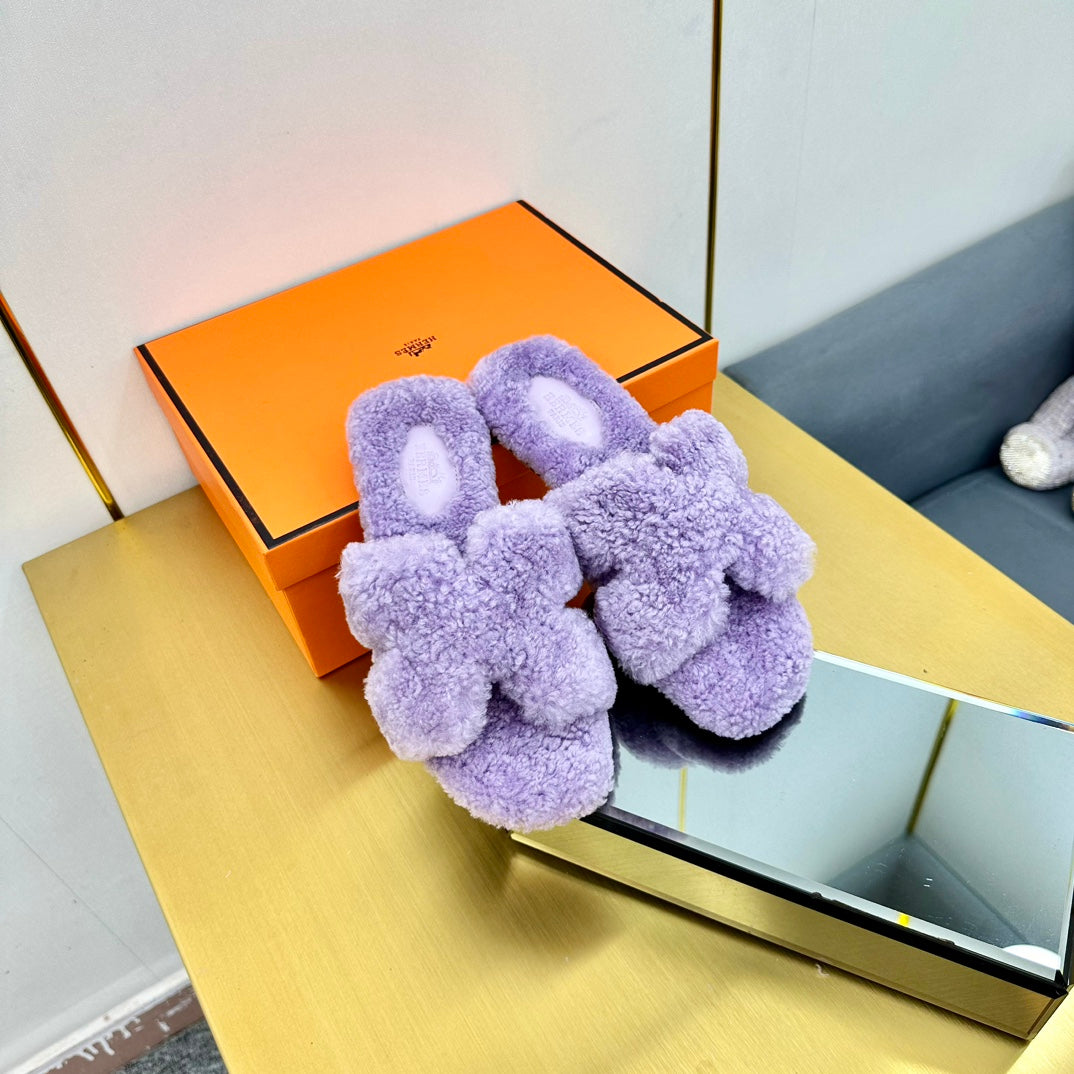 0RAN SHEARLING SANDALS PERIWINKLE PURPLE、mysite、Cacoeks