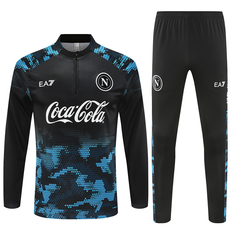 JerseysGala.com | Napoli 24-25 Long Sleeve Training Set - Black Blue -Customize Name, Number and Patch | Worldwide Shipping