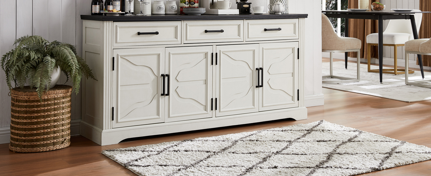 JXQTLINGMU Farmhouse Buffet Sideboard Cabinet & TV Stand