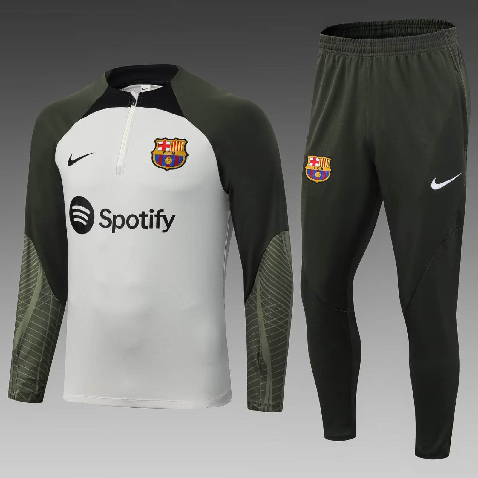 2023/2024 Barcelona Half-Pull Training Suit Grey Jersey Set:football jersey mysite: unitedjerseyfootball 邓江浪:football