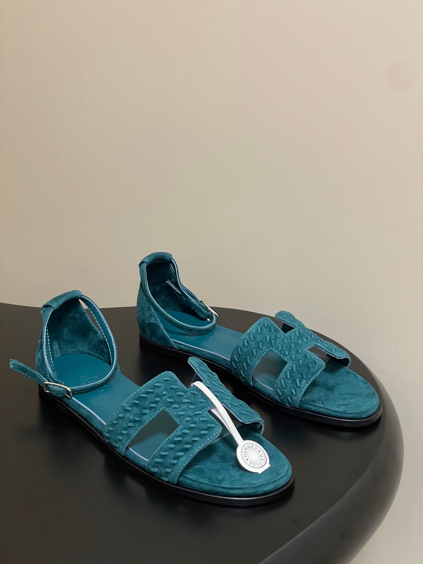 HM 25S SANTORINI SANDAL IN DARK BLUE SUEDE AND LAMBSKIN、mysite、Cacoeks