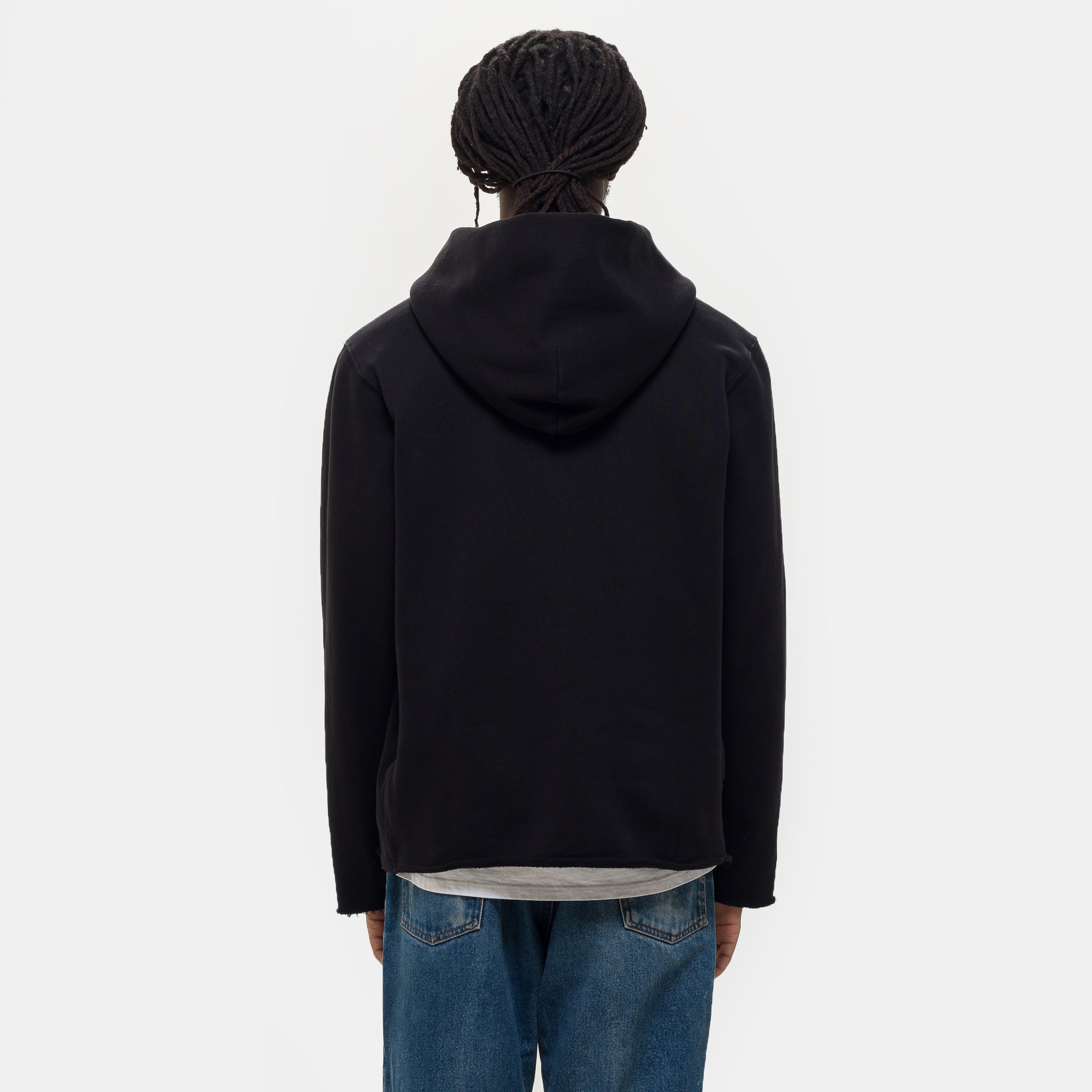 Raw Zip Hoodie in Jet Black