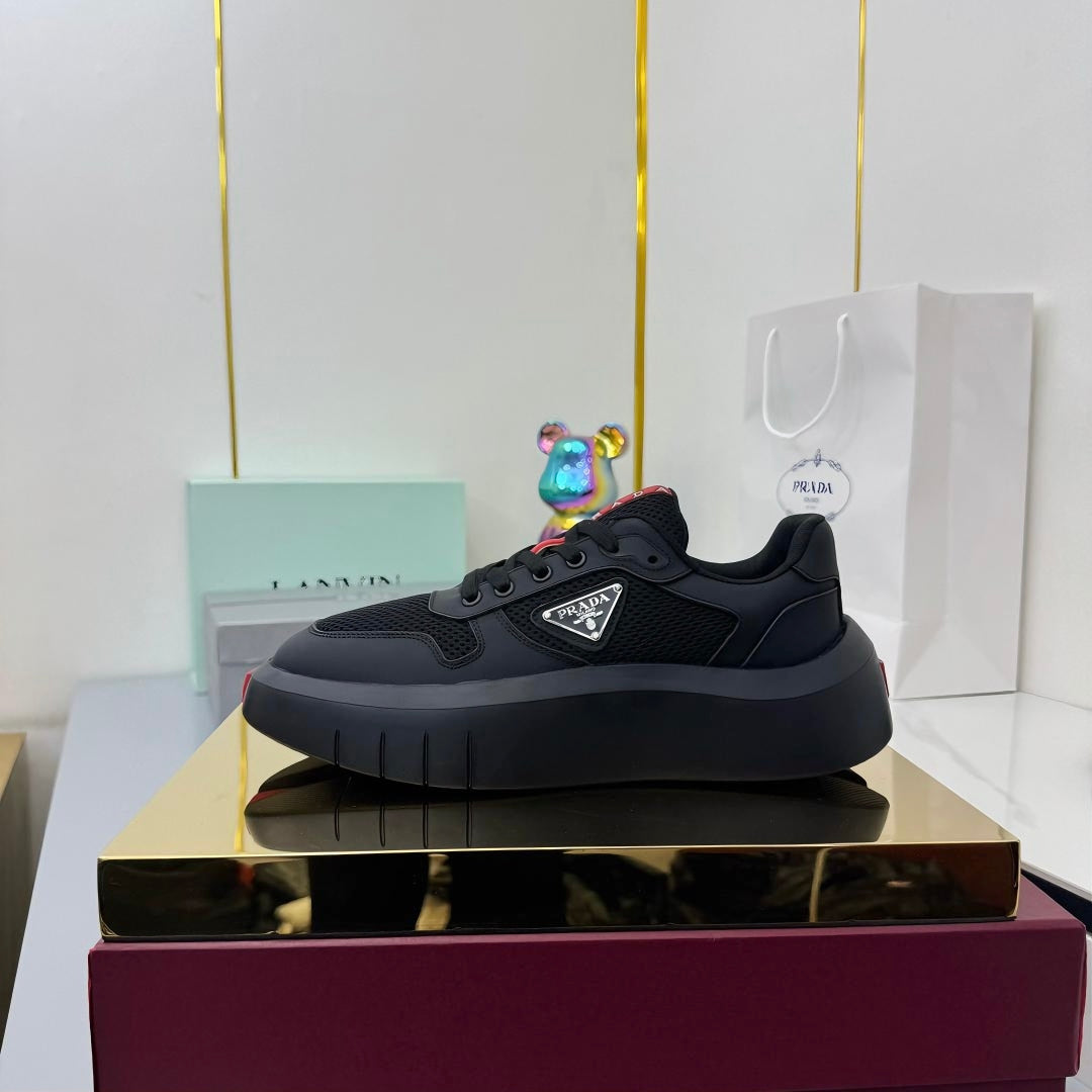 PRADA 25S SNEAKERS IN BLACK CALFSKIN、mysite、Cacoeks