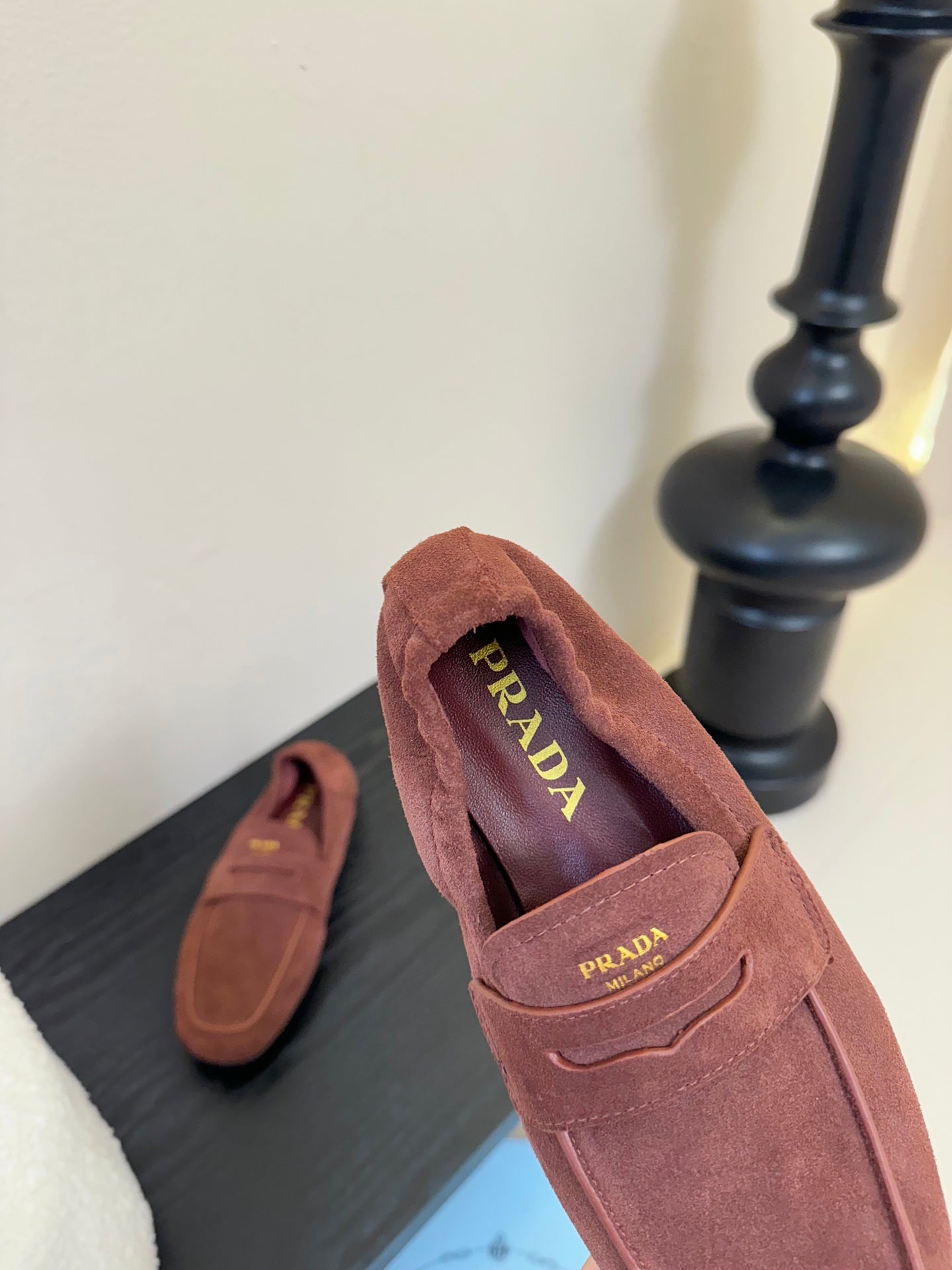 PRADA 25S SHUFFLE LOAFERS IN DARK BROWN SUEDE、mysite、Cacoeks