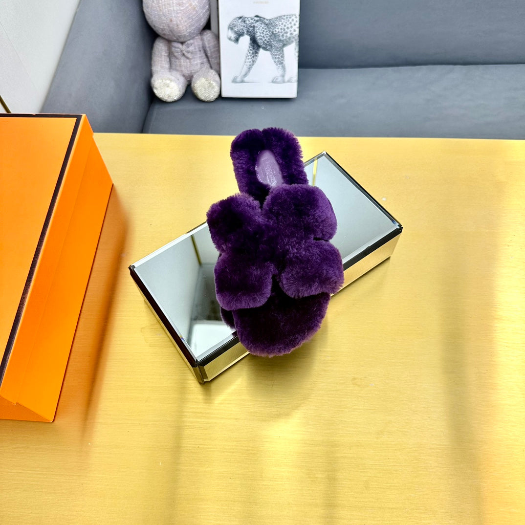 0RAN SHEARLING SANDALS PLUM PURPLE、mysite、Cacoeks