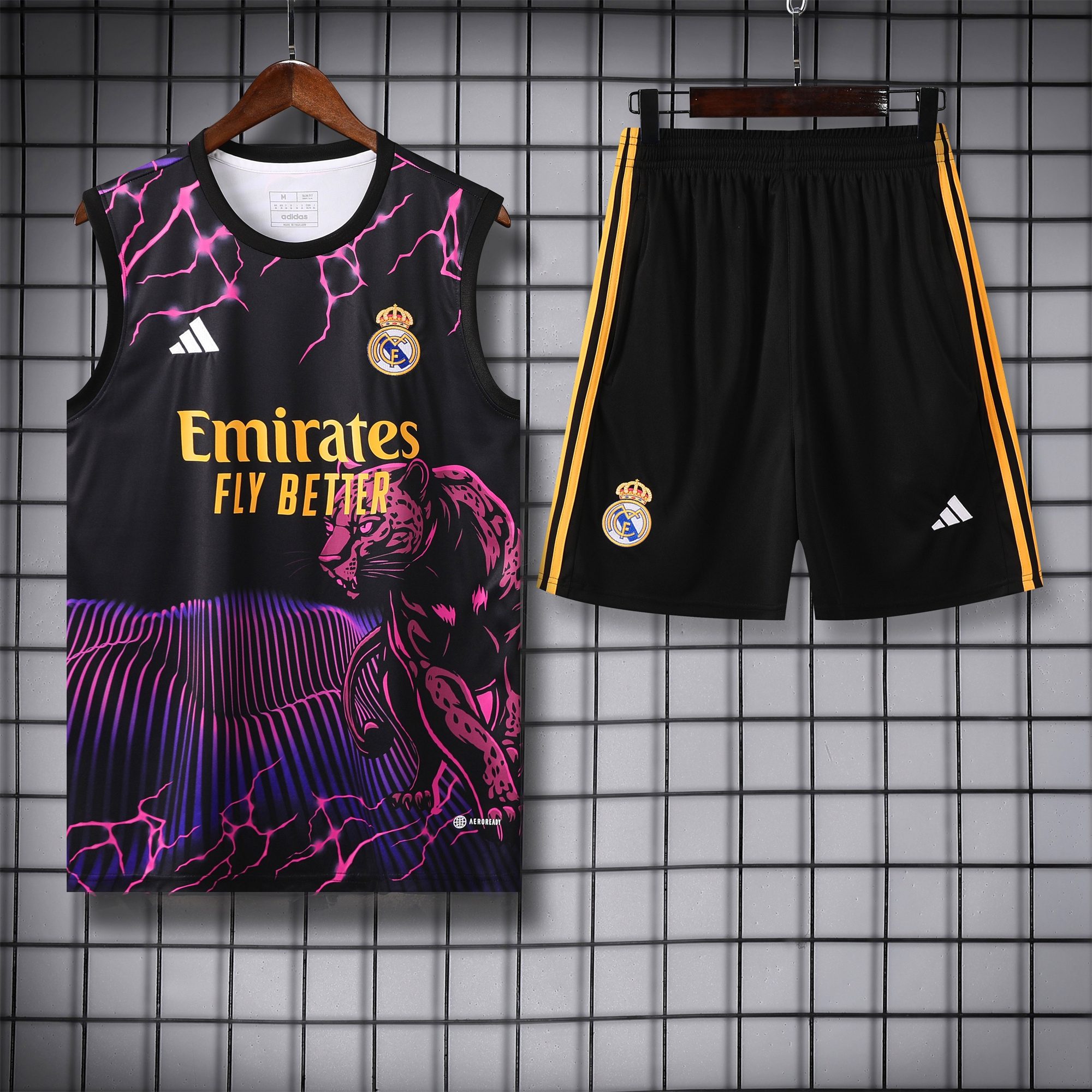 Higojerseys-Real Madrid 24-25 Vest Training Set - Purple & Black Leopard