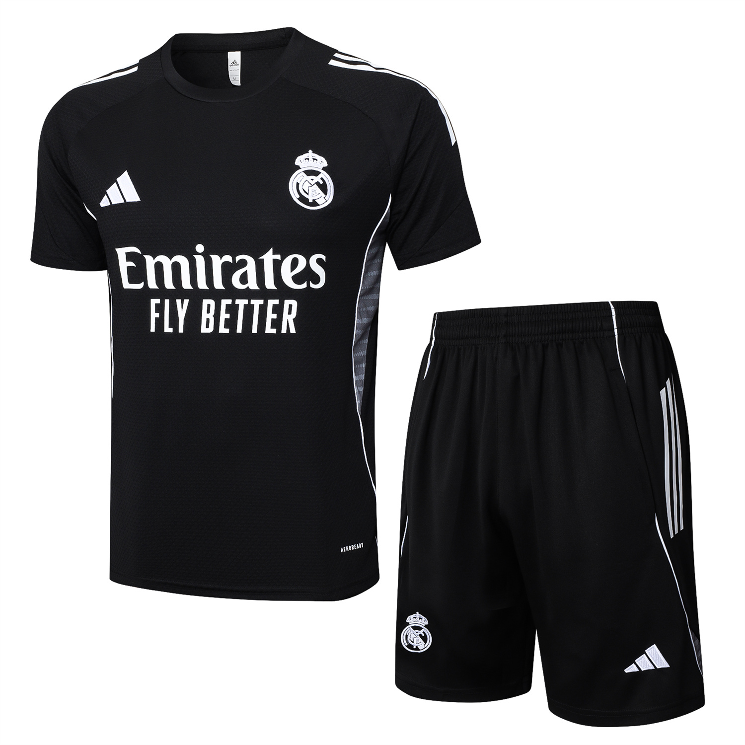 UltraTrikot-Real Madrid 25-26 Short-Sleeve Training Set - Black Top and Black Shorts