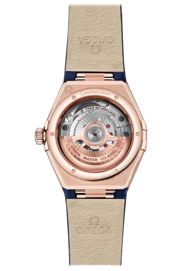 Omega Constellation Ref. 131.53.29.20.99.001 Super Clone Watch – Mother of Pearl Dial Rose Gold Case Leather Strap Fake Replica