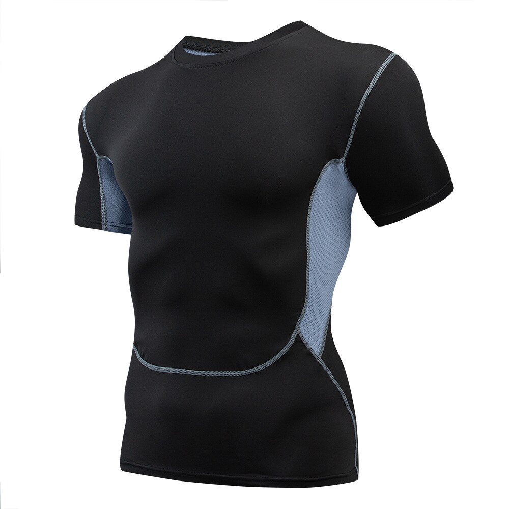 Men's Sport Tops Round Neck Compression Shirt Bodybuilding Gym Tights for Male Quick Dry Short Sleeve Cycling Fitness Sportswear