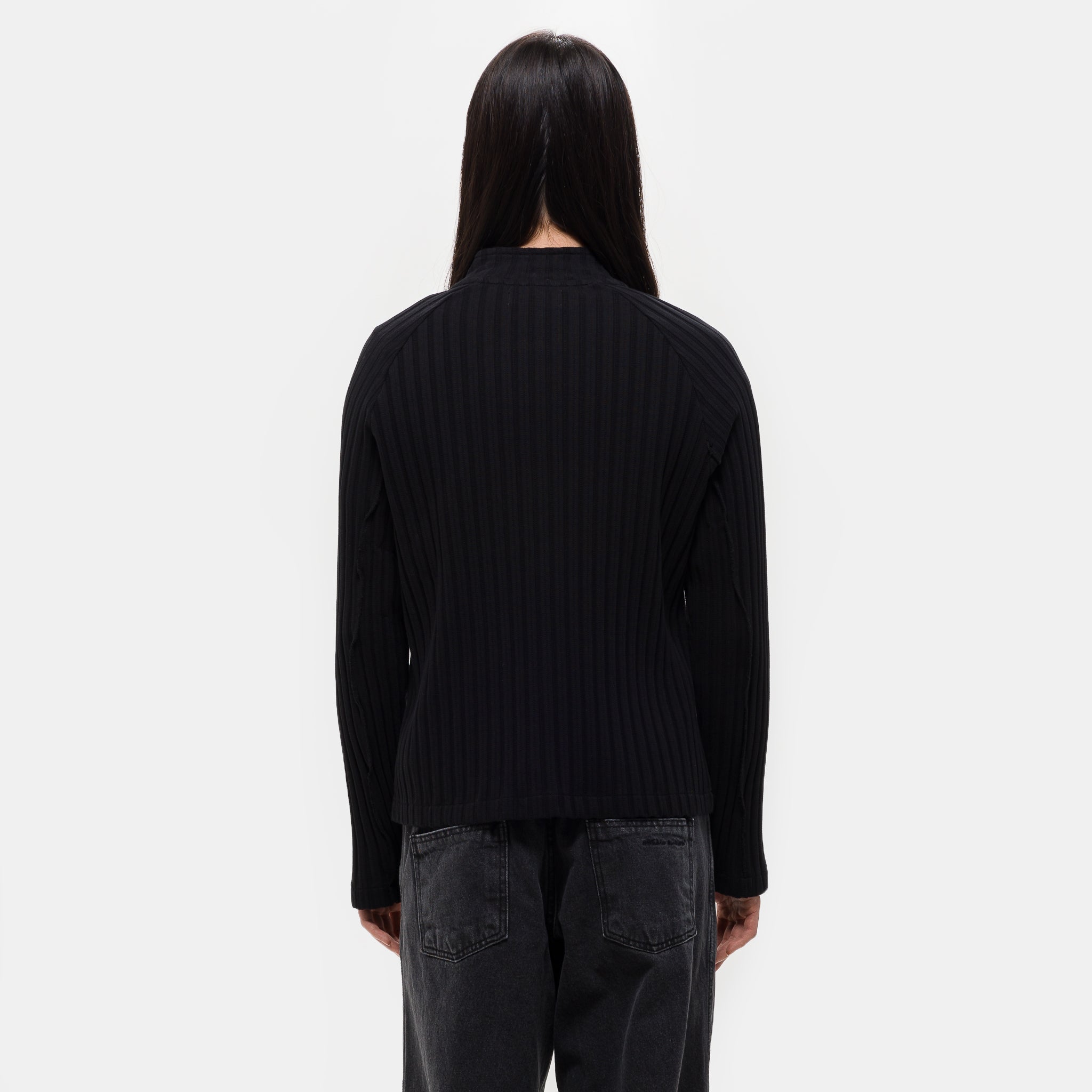 Leisure Zip Sweater in Black Rib