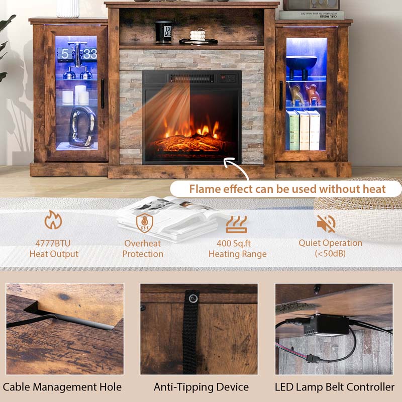 Eletriclife Fireplace TV Stand with 16-Color Led Lights for TVs up to 65 Inch