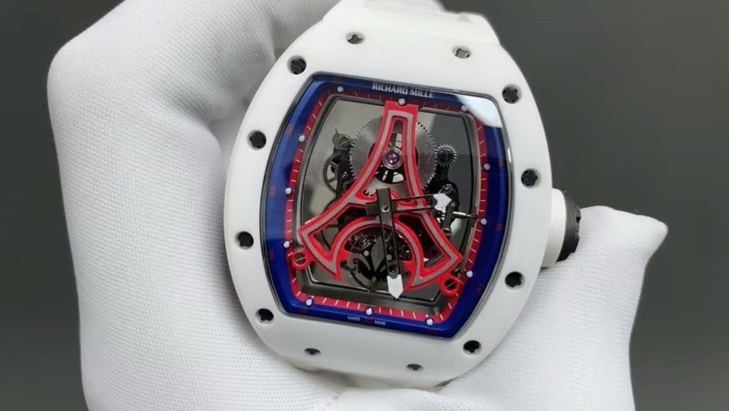 Đồng Hồ Richard Mille RM52-03 Paris Saint-Germain Tourbillon Replica Gốm Trắng 40x48mm (1)