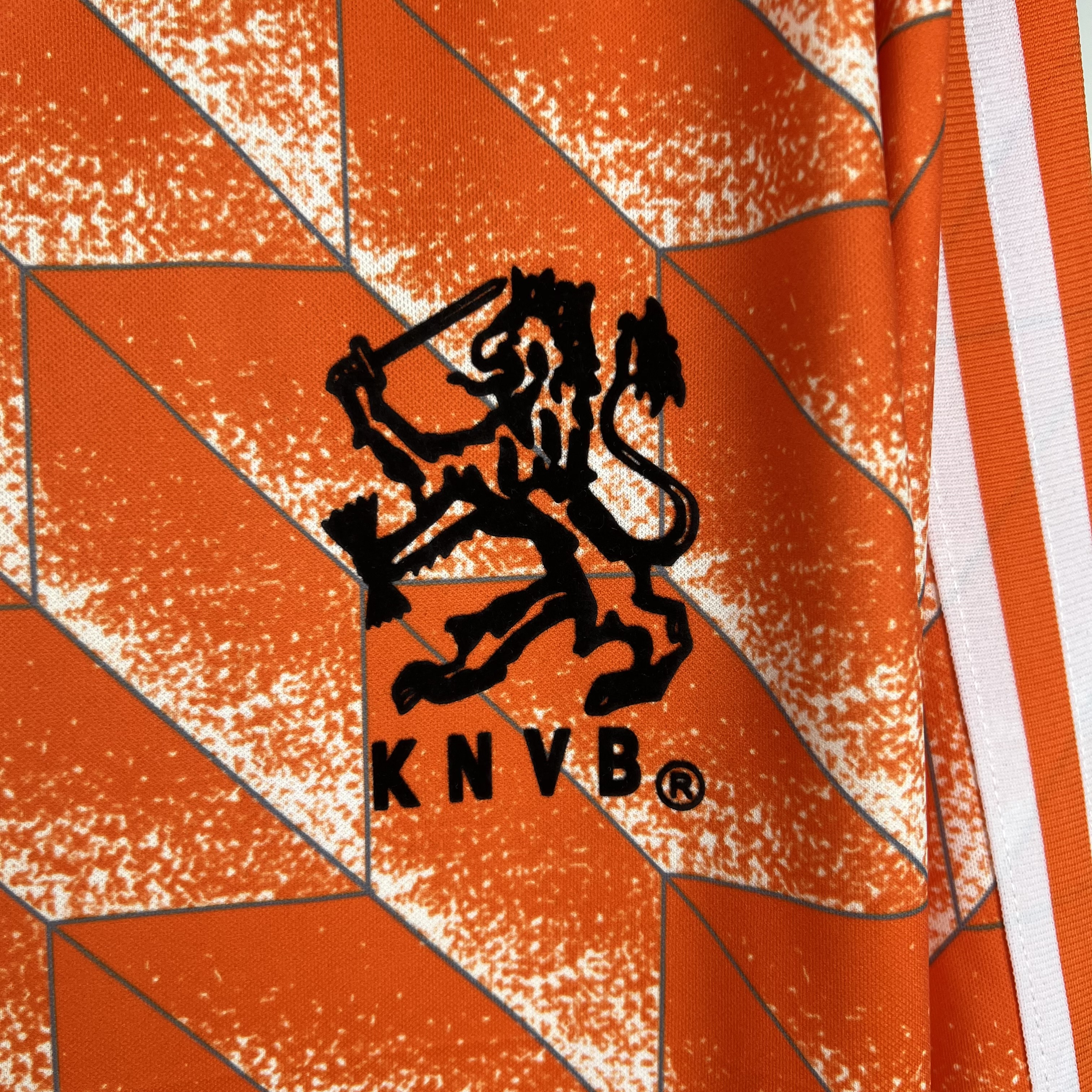 Higojerseys-Retro Netherlands1988 Home Stadium Long Sleeve Jersey