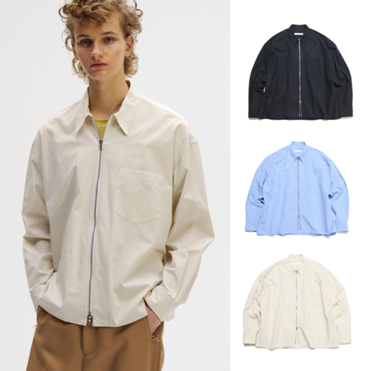 SOPHNET. 25S/S ORGANIC COTTON ZIP SHIRT  SOPH-250030 