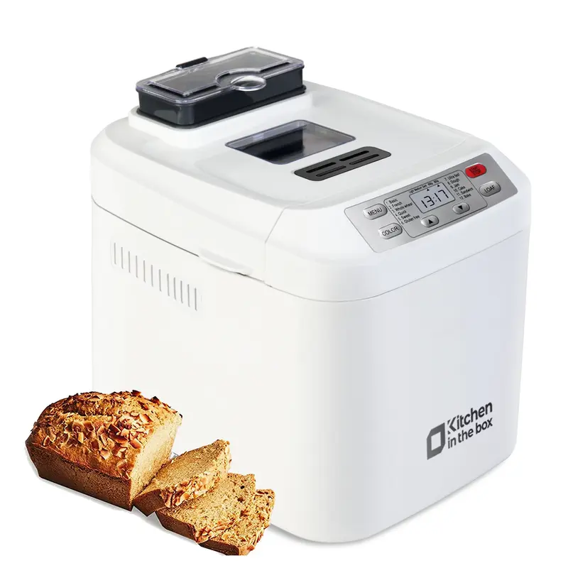 Product Introduction of Automatic Bread Maker, Up to 2LB, 12-in-1 Bread Machine with Auto Fruit Nut Dispenser, 13 H Timer, 1 H Keep Warm, Gluten-Free, 3 Crust Colors, White 9