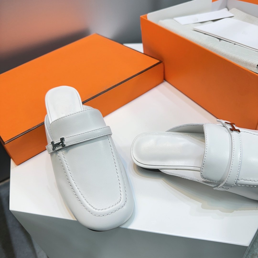 Lena Mule White Leather、mysite、Cacoeks