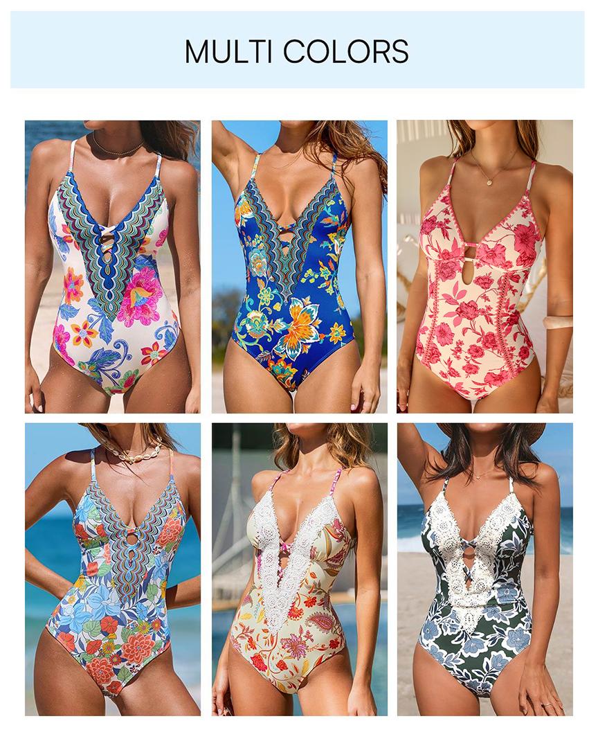 CUPSHE Boho Floral One Piece | Sculpting Tummy Control Swimsuit, Plunging V-Neck & Adjustable Straps SpringStatements