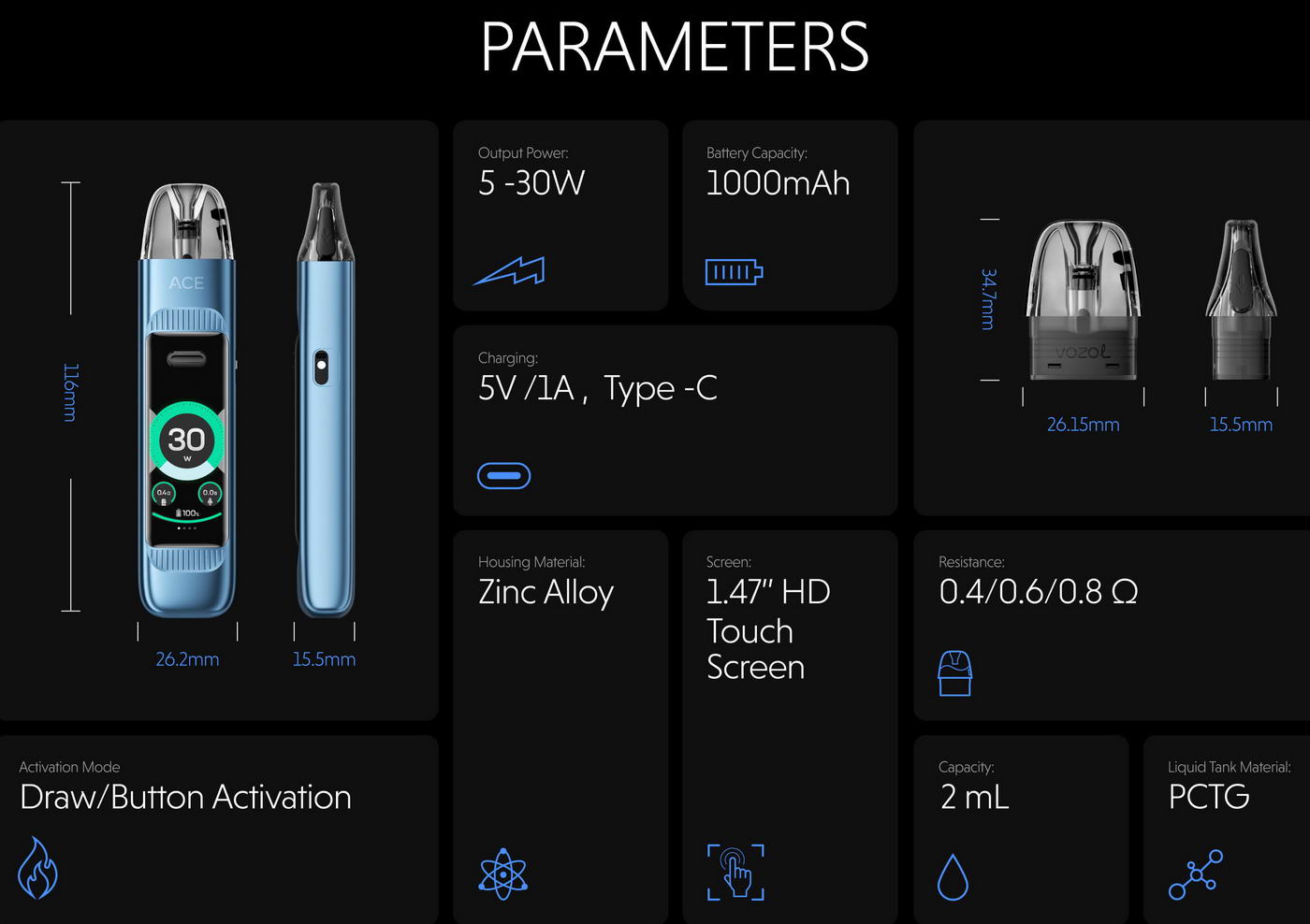 Vozol Ace Max Vape Kit | Perfect Size Lightweight