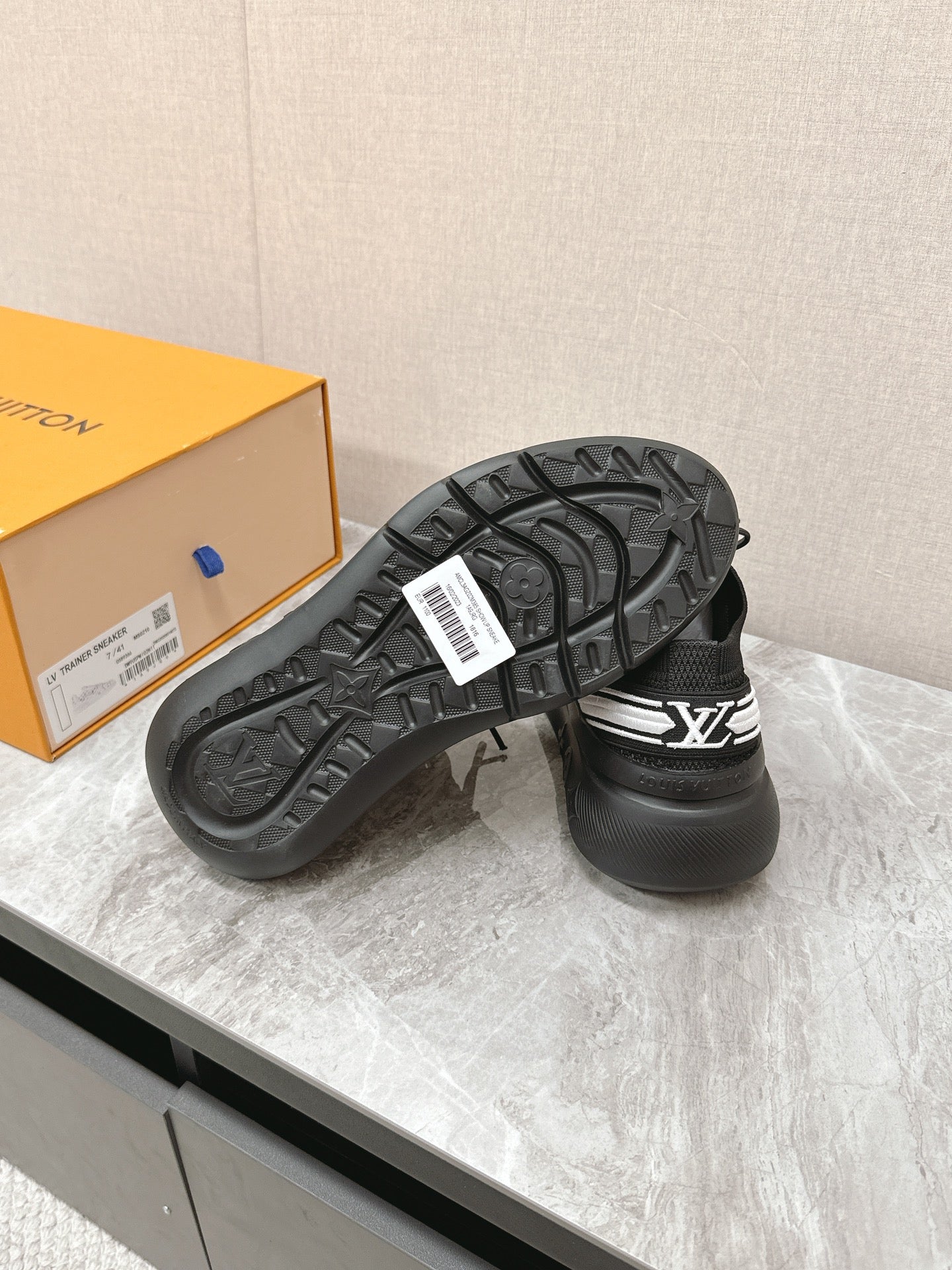 SNEAKERS IN BLACK DAMIER ELASTIC FABRIC、mysite、Cacoeks